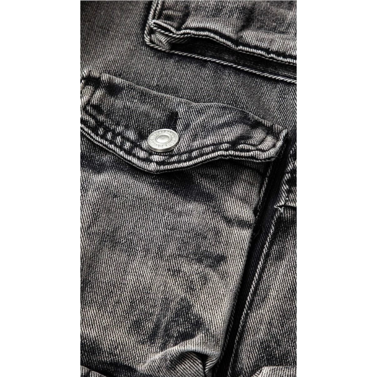 Other Black Gray Ombre Multi Pocket Wide Leg Cargo Denim Jeans Size 33" - 3 Thumbnail
