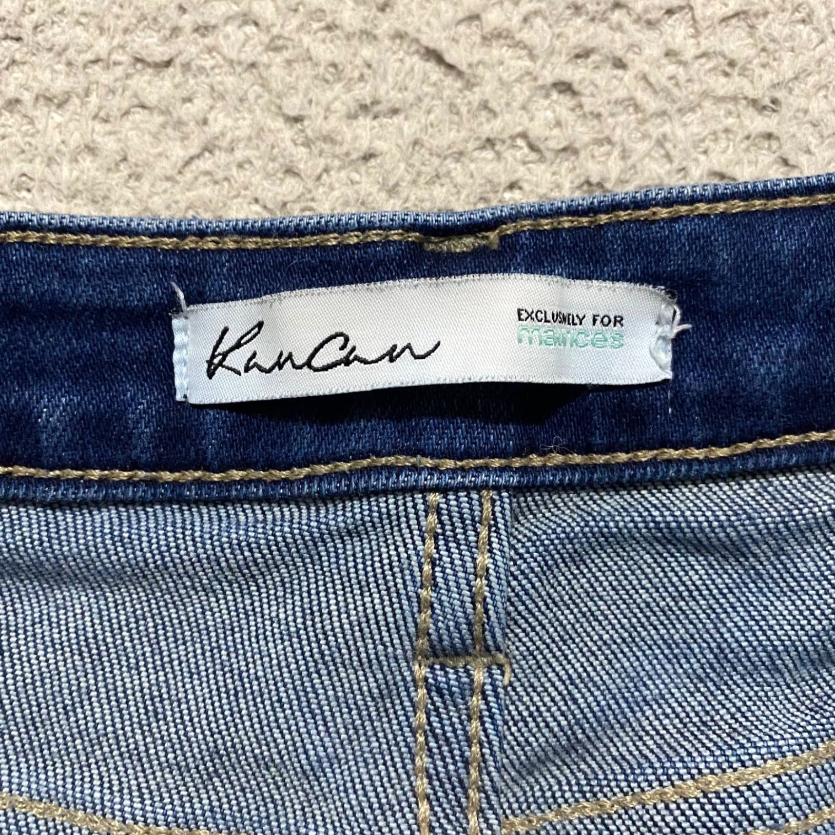 Vintage KanCan Jeans Blue Denim Dark Wash Skinny Distressed Raw Hem Womens Size 25 Regular Size 42" / US 20 - 3 Thumbnail