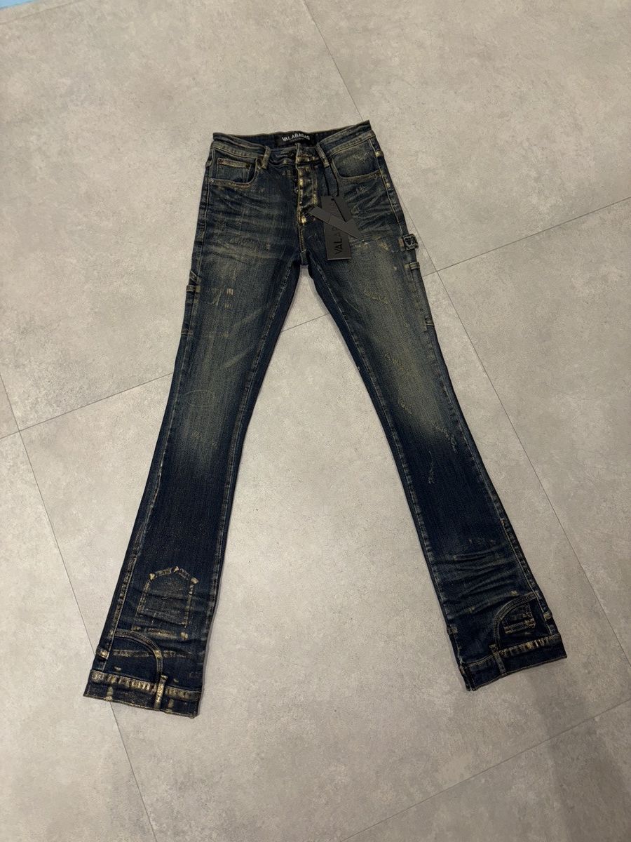 Designer × Valabasas Valabasas Vintage Gold Flare Denim Size US 29 - 2 Thumbnail