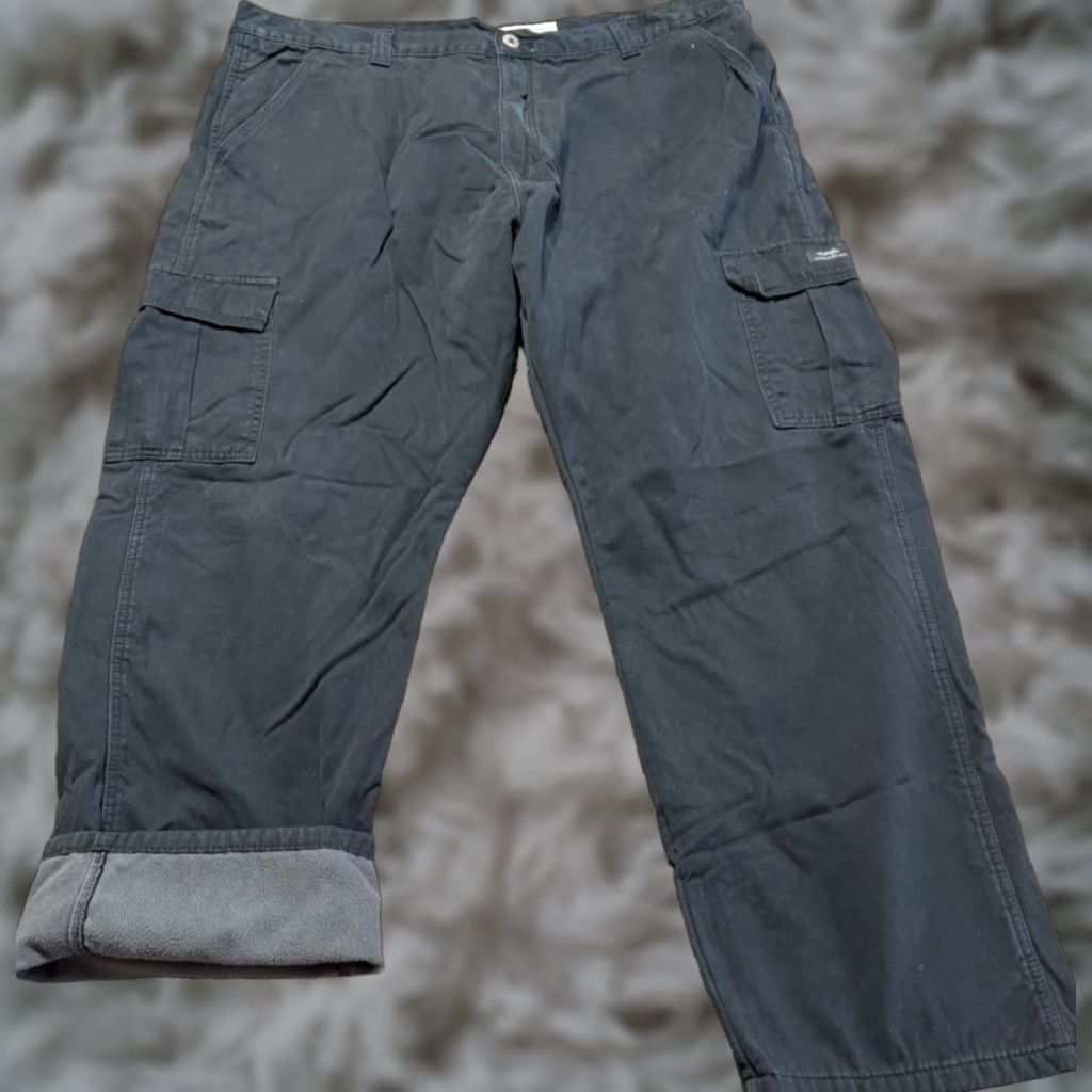 Wrangler Wrangler Cargo Pants Mens 42 Black Fleece Lined Winter 42X30 Relaxed Straight Front Cargo Pocket Solid Cotton Jeans Trousers Dream? Size US 42 / EU 58 - 1 Thumbnail