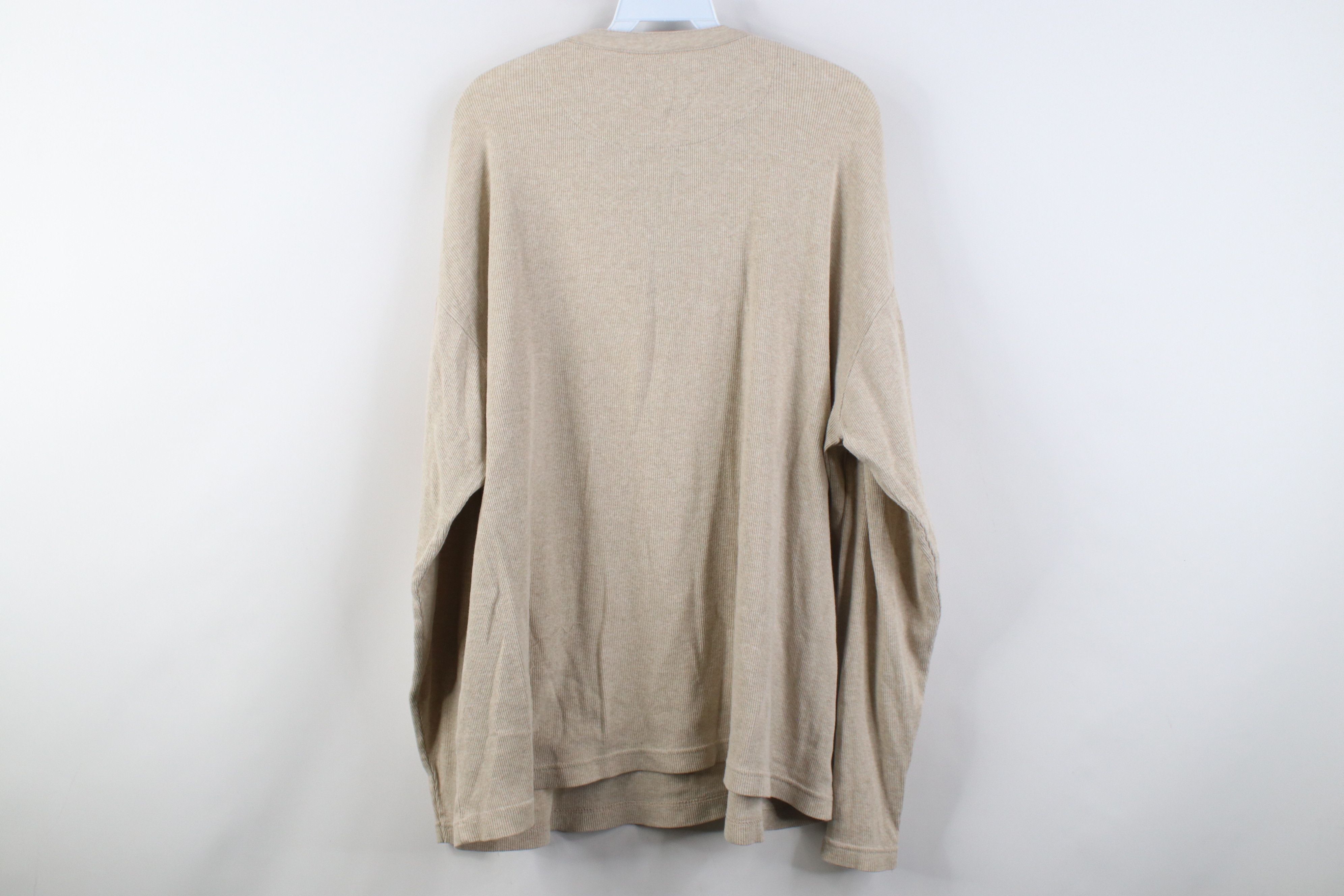 Lee Vintage 90s Y2K Lee Dungarees Knit Henley T-Shirt Beige Size US L / EU 52-54 / 3 - 11 Thumbnail