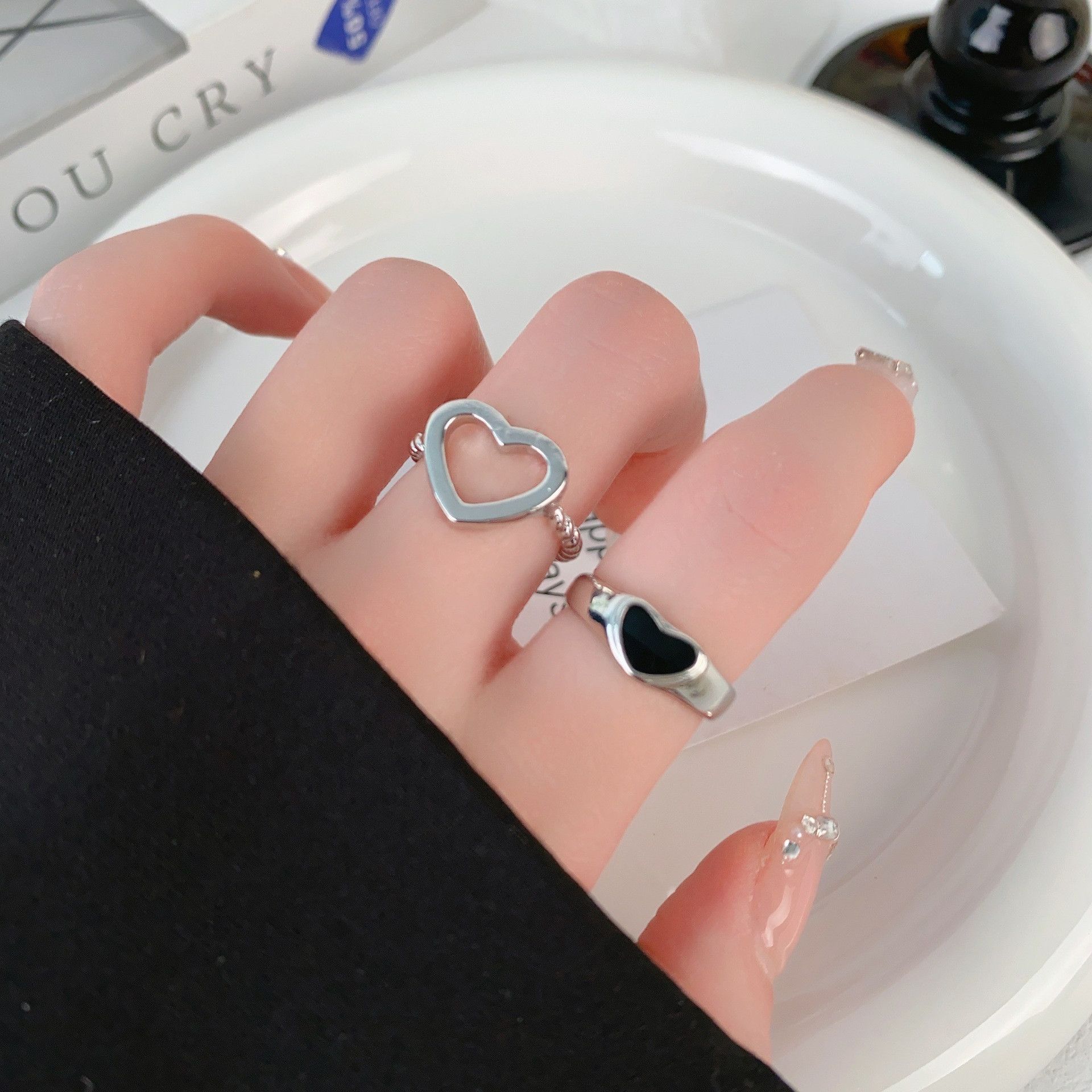 Jewelry Heart Rare Jewelry Rings Open Size Chrome Ring (Size 7-13) Size ONE SIZE - 1 Thumbnail