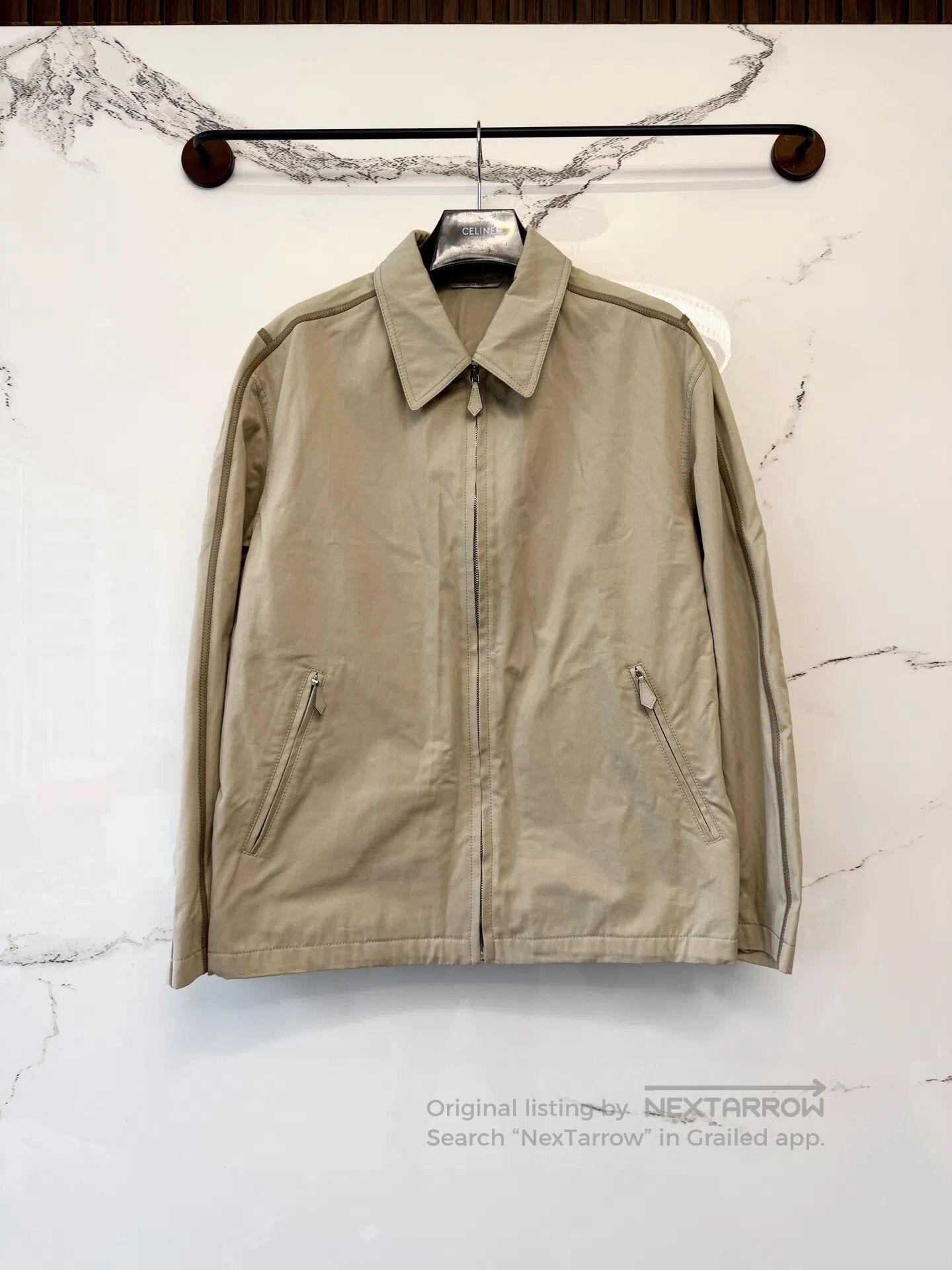 Hermes Hermes Khaki Leather Collar Patch Jacket| Size US L / EU 52-54 / 3 - 1 Thumbnail