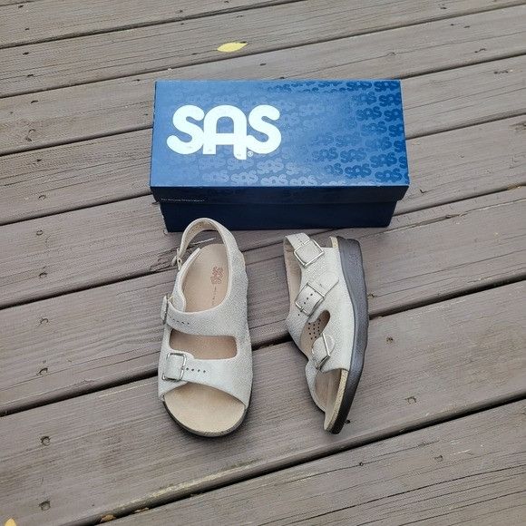 SAS SAS Relaxed Web Linen Cream Leather Comfort Walking Sandals Size US 7.5 / IT 37.5 - 1 Thumbnail