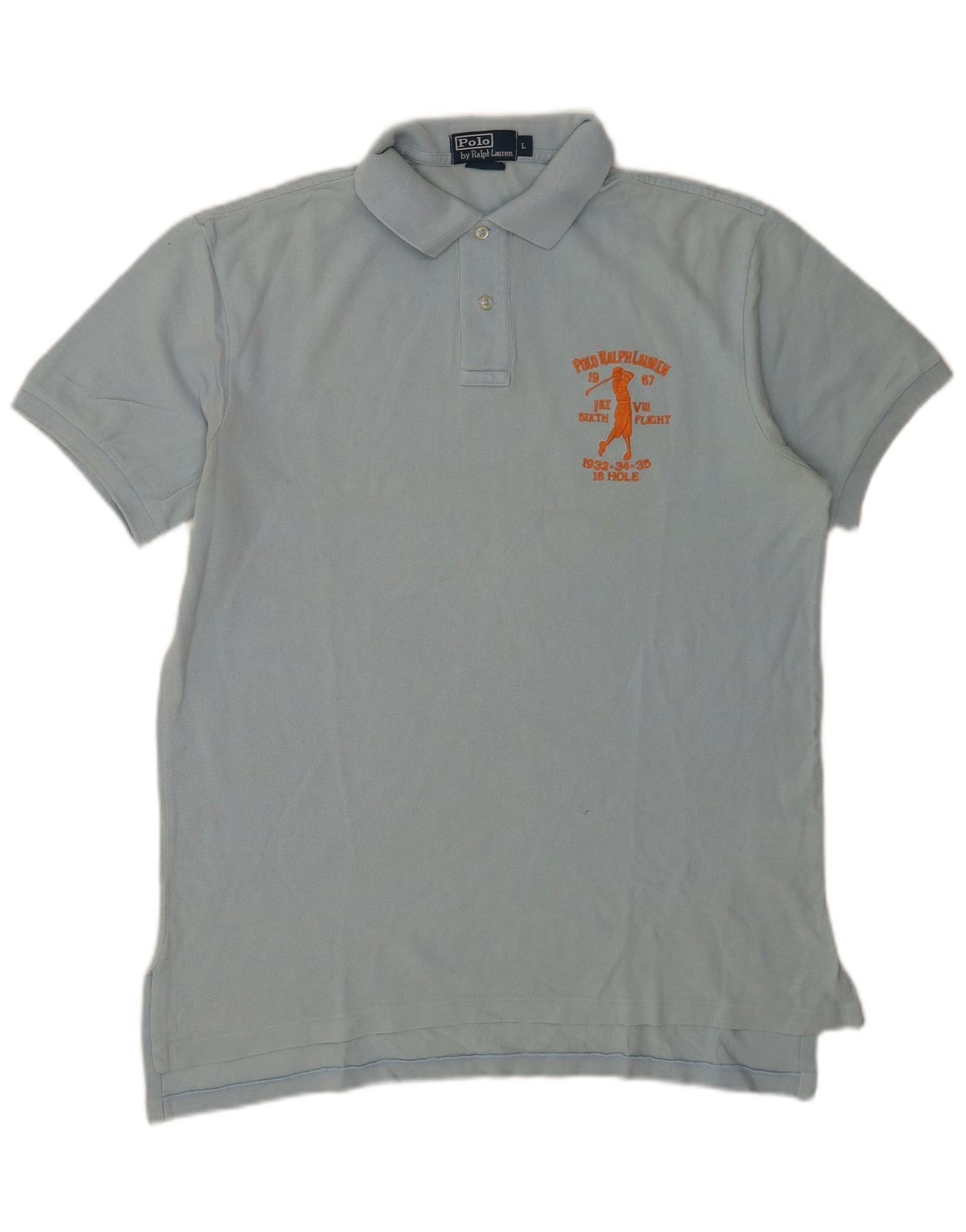 Polo Ralph Lauren Mens Graphic Polo Shirt Large Blue Cotton Size US XL / EU 56 / 4 - 1 Thumbnail