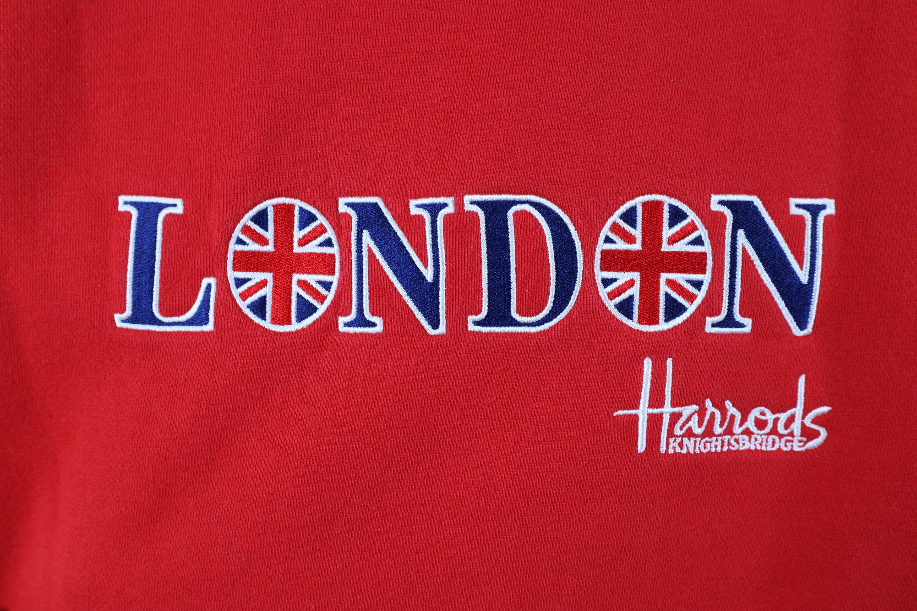 Harrods × Vintage Vintage 90s Harrods Spell Out London Crewneck Sweatshirt Red Size US XL / EU 56 / 4 - 5 Thumbnail