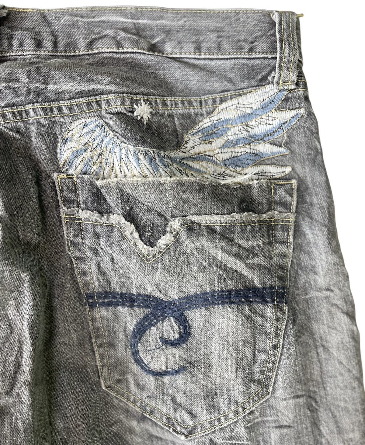 If Six Was Nine JAPANESE VINTAGE BOOTCUT DISTRESSED FADED BAGGY JEANS Size US 37 - 6 Thumbnail