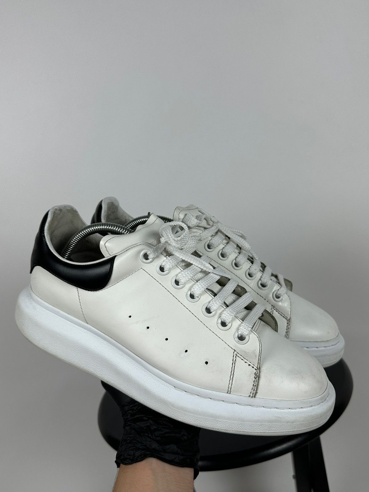 Alexander McQueen Alexander McQueen Oversized White Leather Sneakers Size US 9.5 / EU 42-43 - 12 Thumbnail