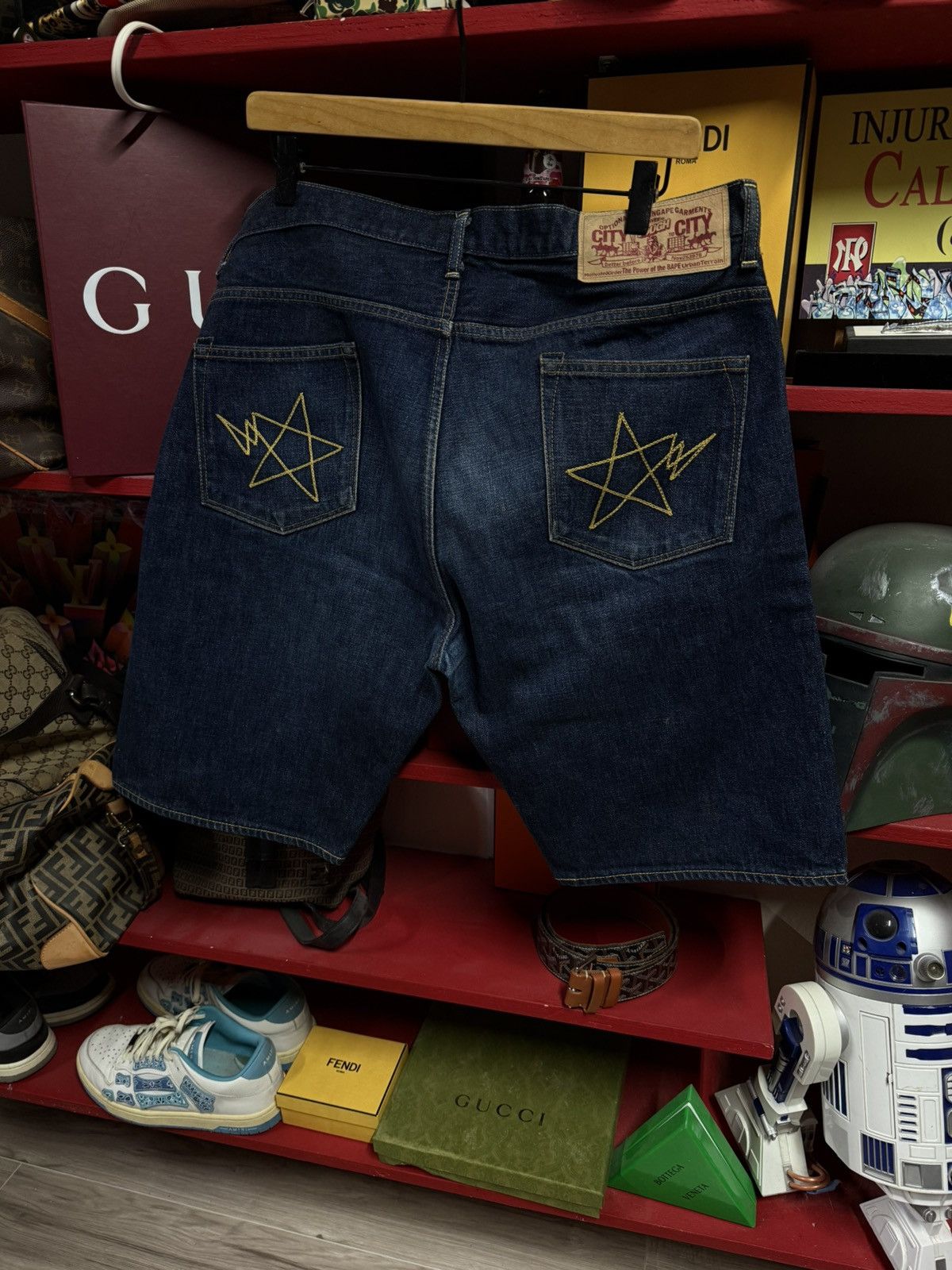Bape A Bathing Ape Blue Denim Jeans Shorts Bapesta Star Size 36 Size US 36 / EU 52 - 1 Thumbnail