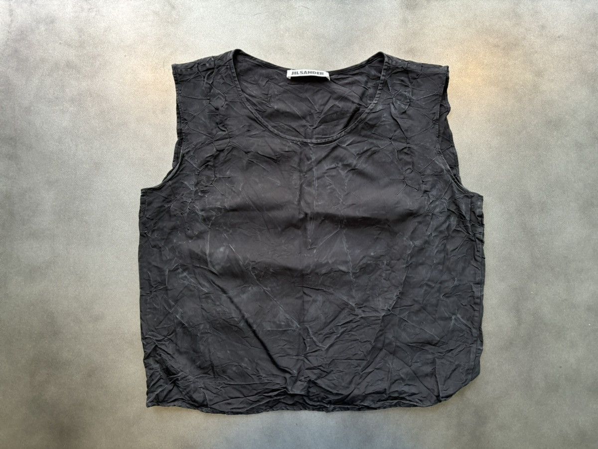 Designer × Jil Sander × Vintage Vintage Jil Sander Tank Top Crinkle Silk Vest Blouse Plisse Size XS / US 0-2 / IT 36-38 - 8 Thumbnail