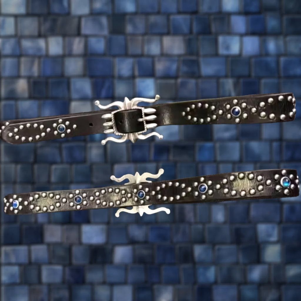 Ralph Lauren RRL RALPH LAUREN LEATHER BELT SIZE 34 BLACK SPIDER BUCKLE STUDDED DEADSTOCK USED Size 34 - 1 Thumbnail