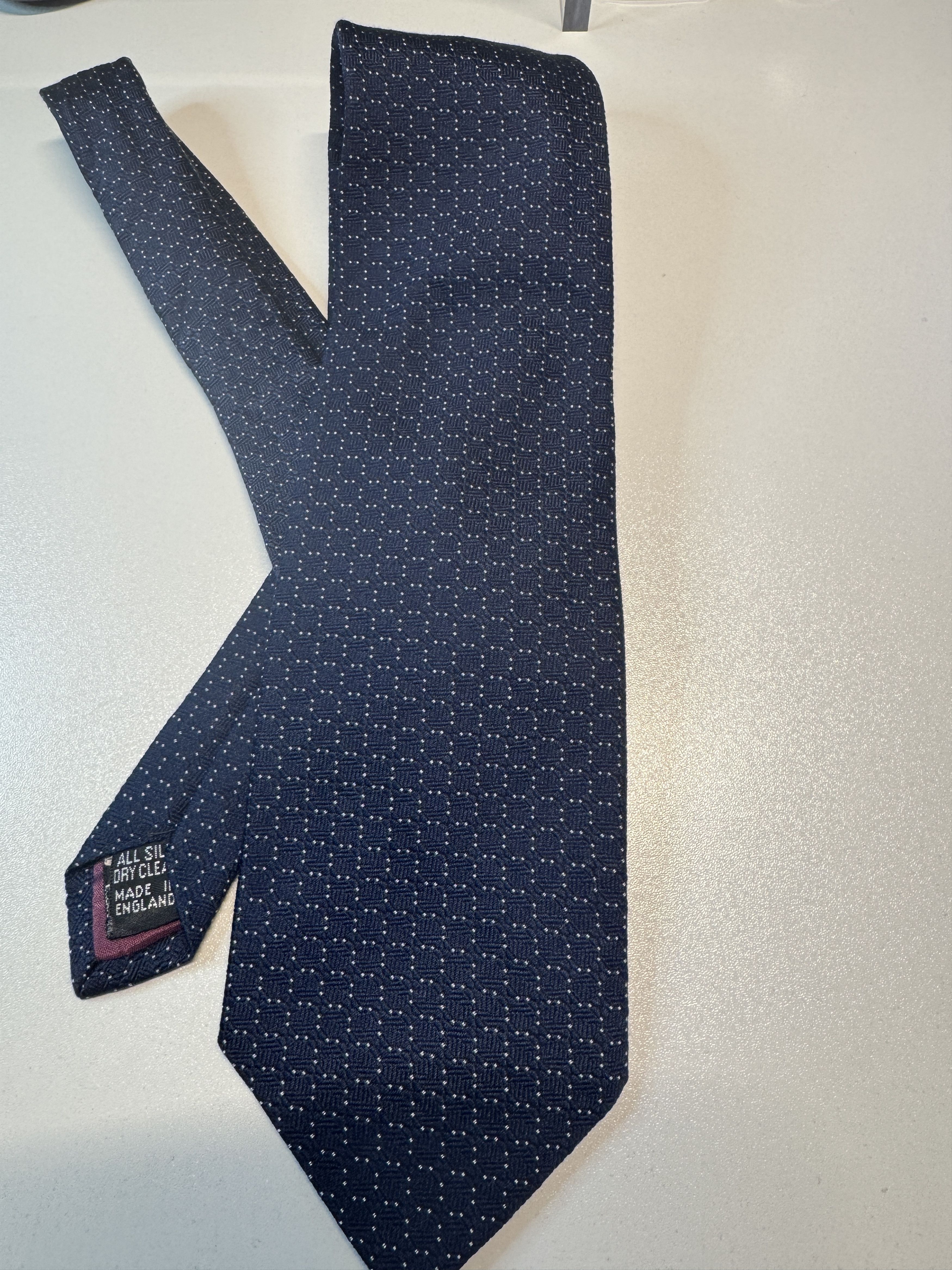 Other RARE John Comfort Tie Navy White Dot Geometric Pattern Size ONE SIZE - 1 Thumbnail
