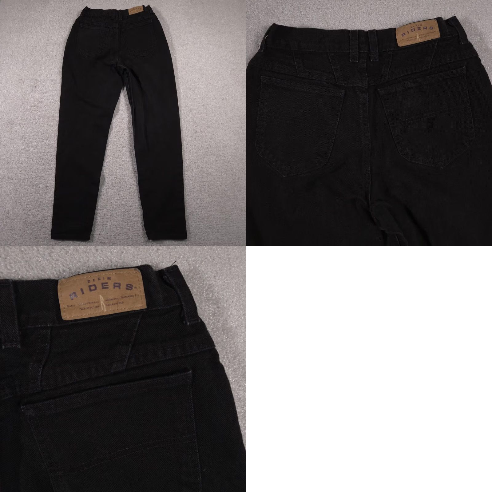 Vintage Riders Jeans Womens 10 Medium Black Denim High Rise Tapered Leg Mom Fit Size 32" / US 10 / IT 46 - 9 Thumbnail