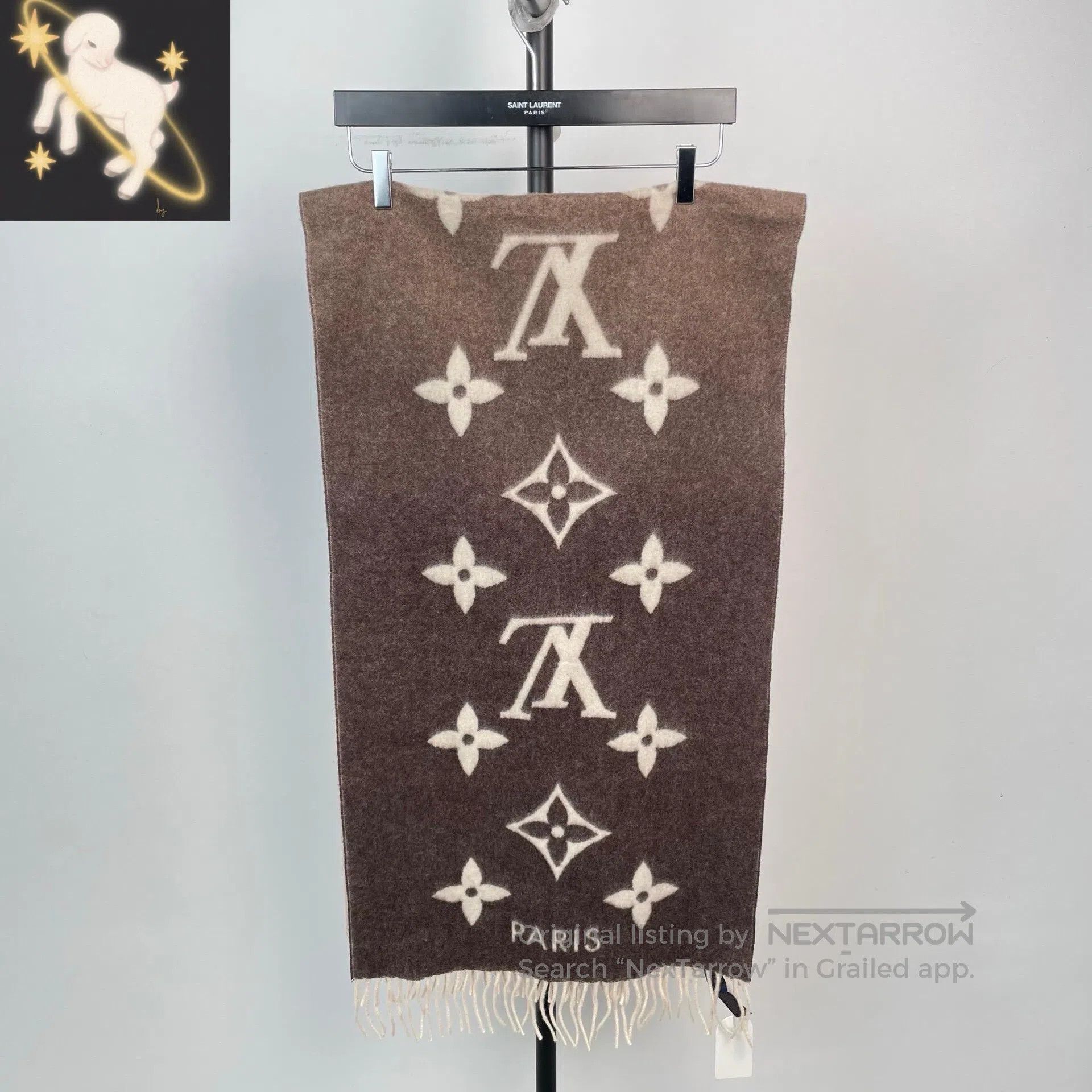 Louis Vuitton Louis Vuitton Caramel Brown Gradient Full Print Cashmere F Size ONE SIZE - 1 Thumbnail