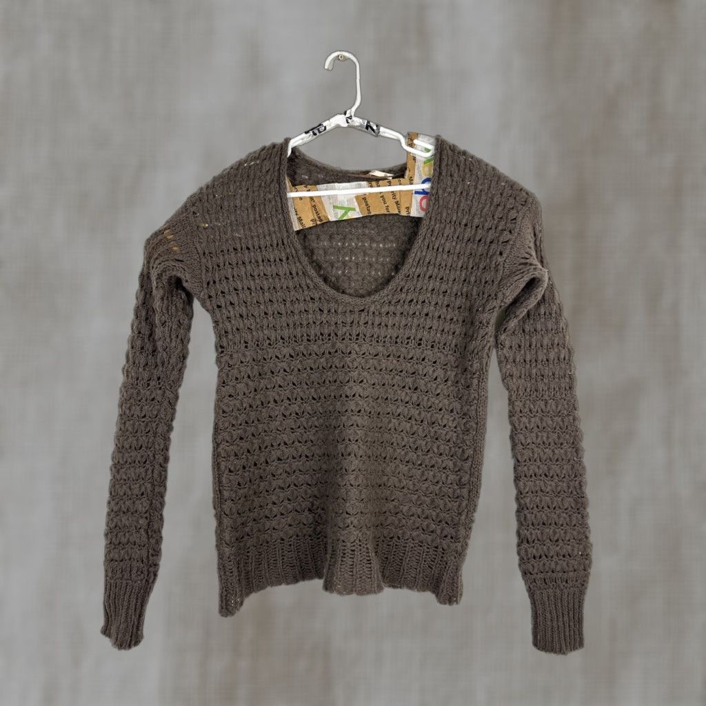 Free People Free People Brown Wool Blend Loose Chunky Knit Pullover Scoop Neck Sweater XS Size XS / US 0-2 / IT 36-38 - 1 Thumbnail