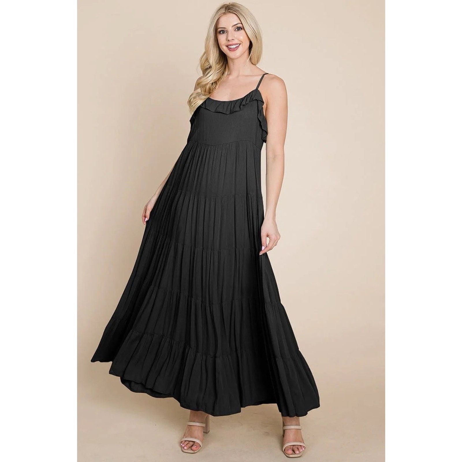 & Other Stories RolyPoly Black Strap Tiered Maxi Dress Size M Size M / US 6-8 / IT 42-44 - 1 Thumbnail