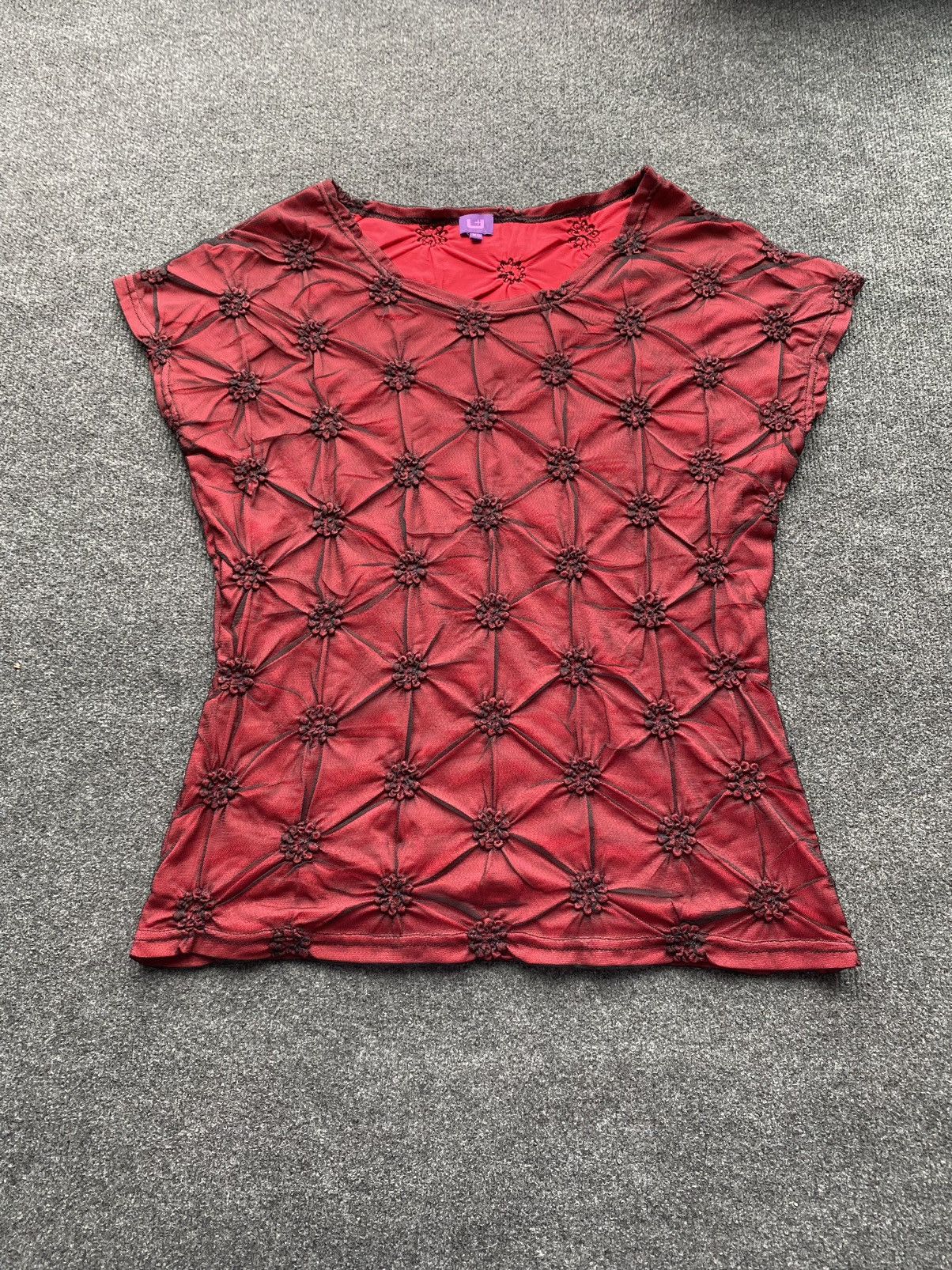 Adolfo Dominguez 🔥Designer Luxury Adolfo Dominguez Mesh Red blouse xs goth Size XS / US 0-2 / IT 36-38 - 1 Thumbnail