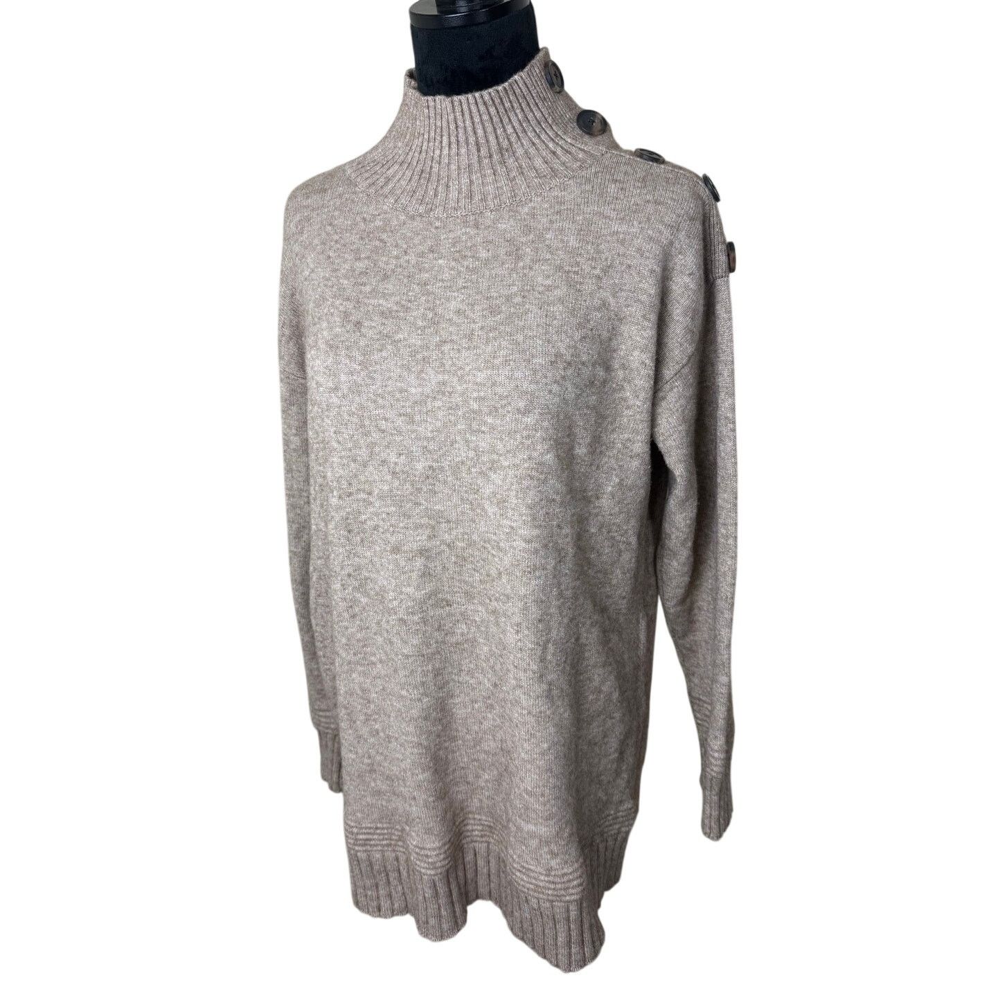 Anthropologie Anthropologie Oatmeal Mock Neck Margarita Tunic Sweater S Size S / US 4 / IT 40 - 3 Thumbnail