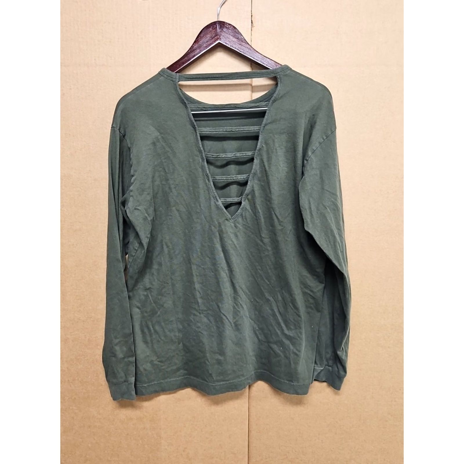 Vintage Victoria's Secret PINK Y2K Olive Green Long Sleeve Open Back Ladder Top Small Size L / US 10 / IT 46 - 6 Thumbnail