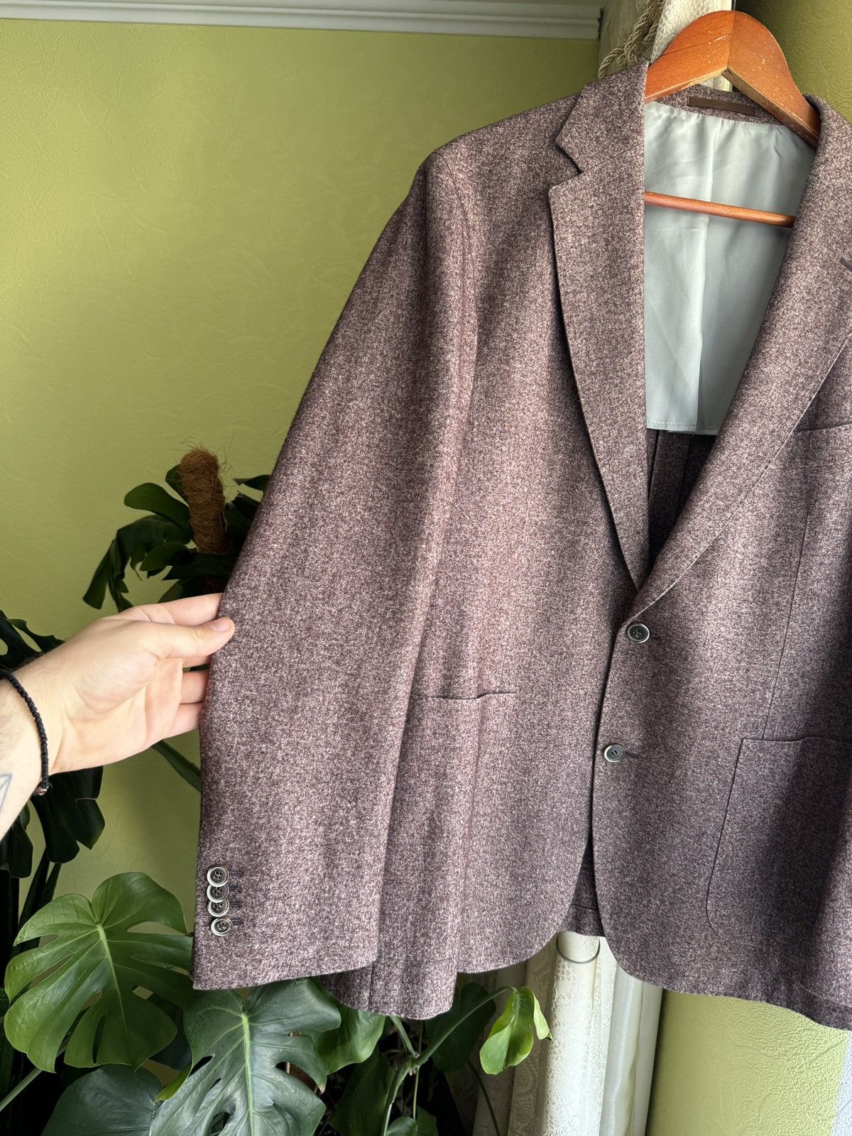 Suitsupply Suitsupply Ormezzano Cashmere Wool Blazer Burgundy Unlined Size 44S - 4 Thumbnail