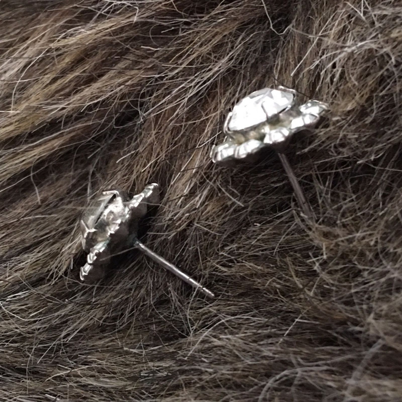 Vintage Vintage rhinestone flower design pierced earrings Size ONE SIZE - 3 Thumbnail