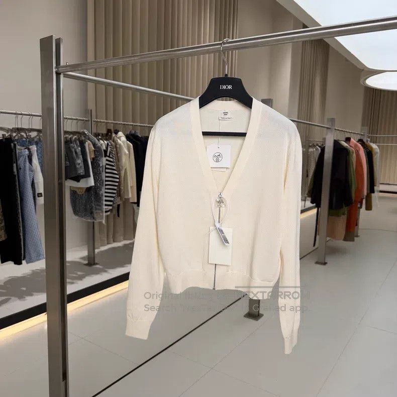 Hermes Hermes Ivory Silk Cotton Zip-Up Cardigan Jacket Size XS / US 0-2 / IT 36-38 - 1 Thumbnail