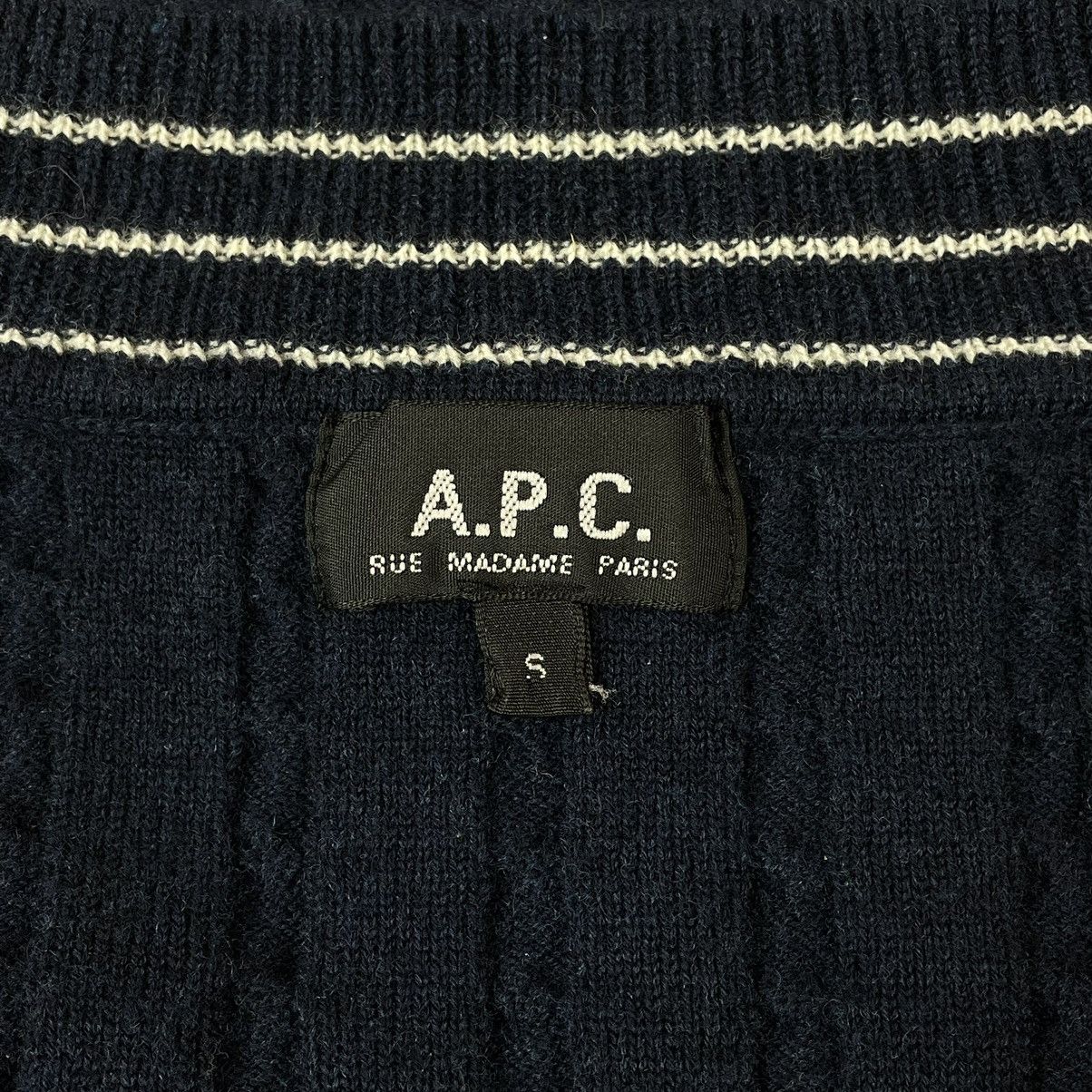 A.P.C. × Japanese Brand A.P.C. Rue Madame Paris V-Neck Ribbed Wool Sweater Size US S / EU 44-46 / 1 - 9 Thumbnail