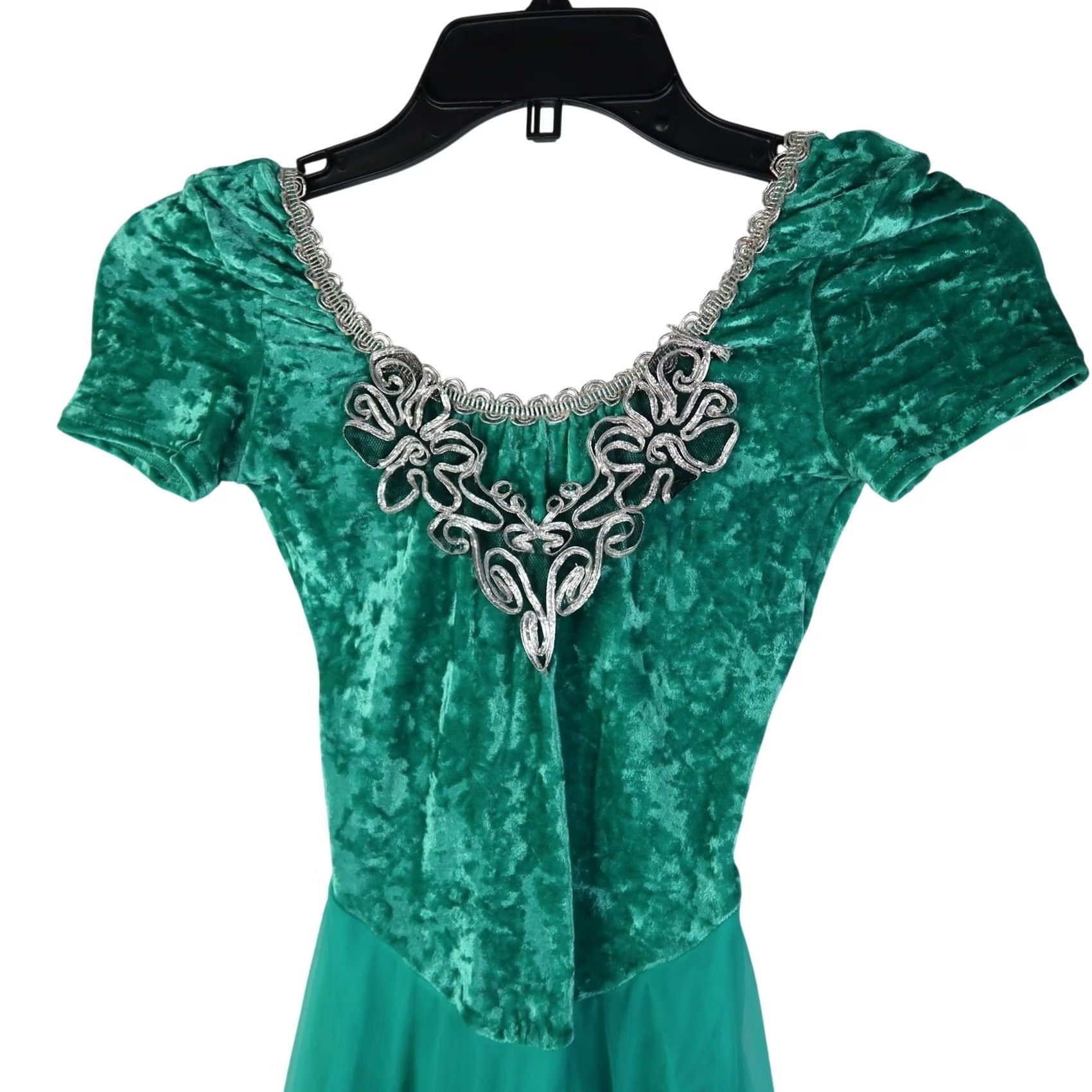 Velvet VINTAGE Curtain Call Costumes Dress Velvet Leotard Dance Green S Size S / US 4 / IT 40 - 2 Thumbnail