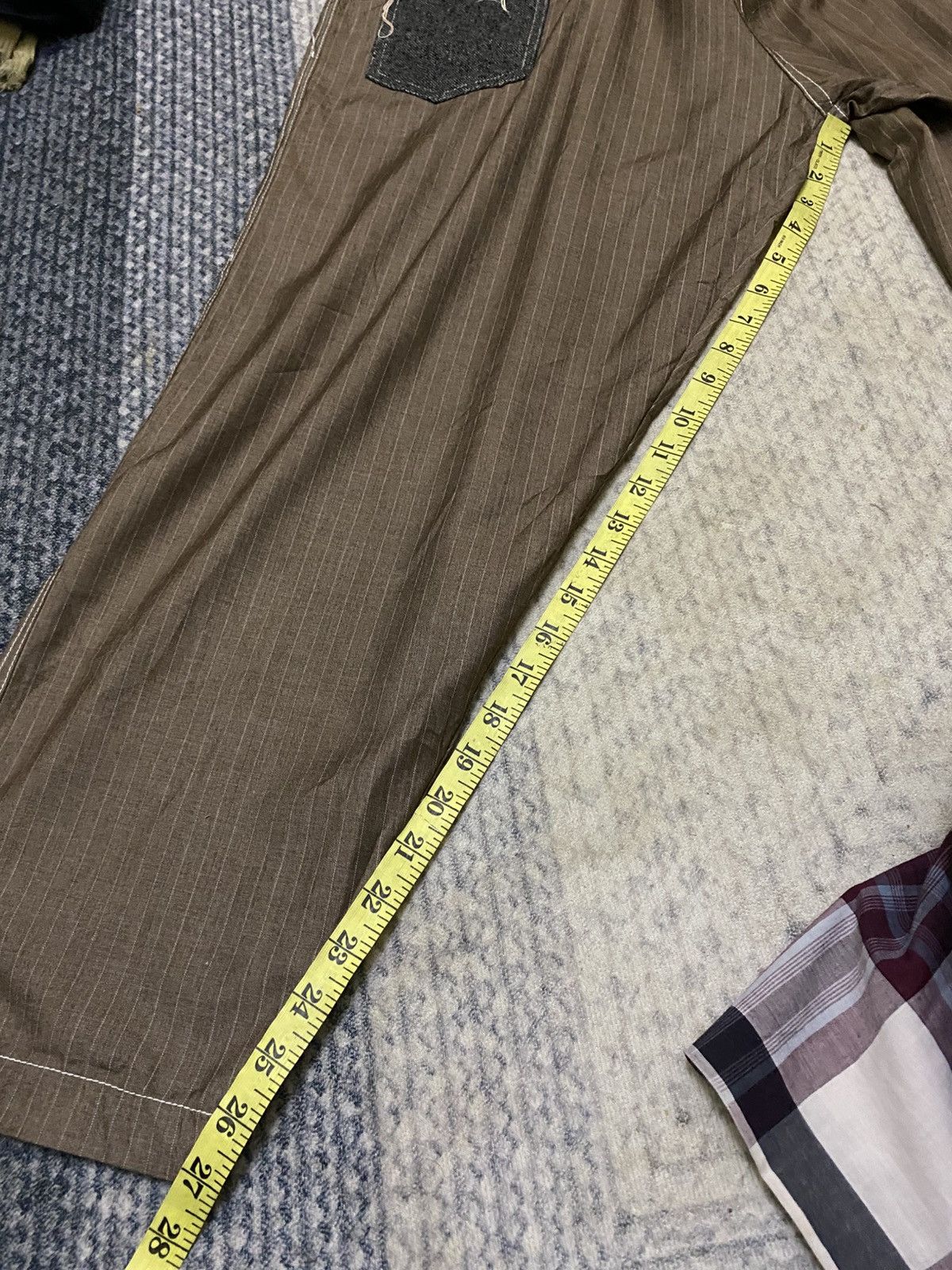 Japanese Brand Frank U Pencil Stripe Messy Raw Seam Stitches Balloon Pant Size US 32 / EU 48 - 18 Thumbnail