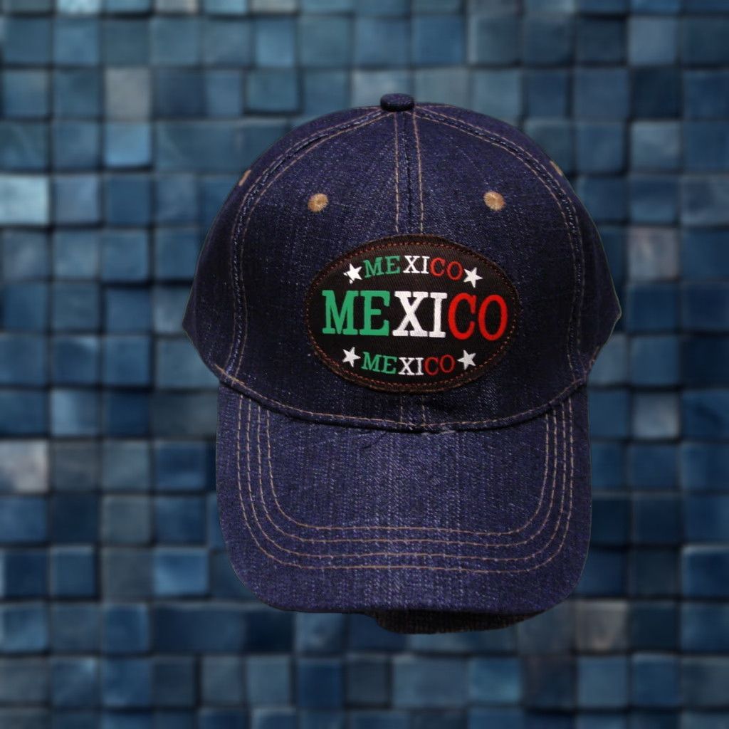 Vintage VINTAGE Mexico Baseball Cap Adjustable Men Dark Blue Denim Look Velcro Mexico Theme Size ONE SIZE - 1 Thumbnail