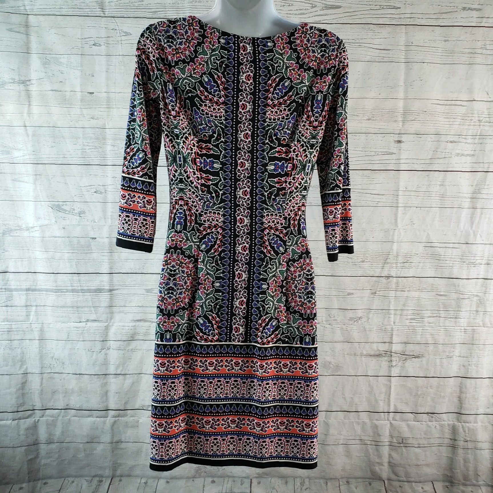 Pinko Wisp Dress 4P Black Pink 3/4 Sleeve Shift Womens Short Vintage No (adjust to rules) Size S / US 4 / IT 40 - 4 Thumbnail