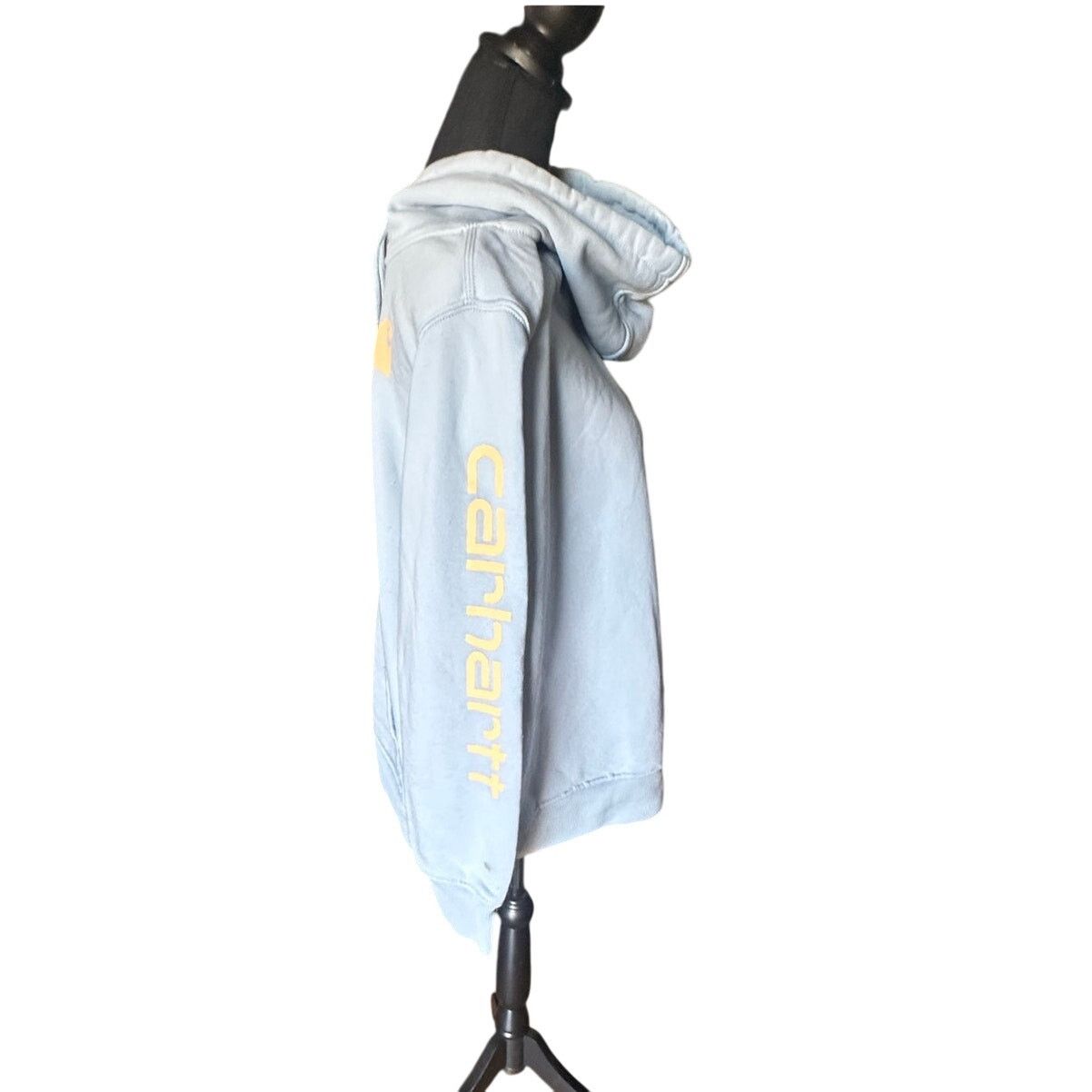 Carhartt Carhartt Light Blue Graphic Hoodie Relaxed Fit | Logo Sleeve Size L / US 10 / IT 46 - 9 Thumbnail