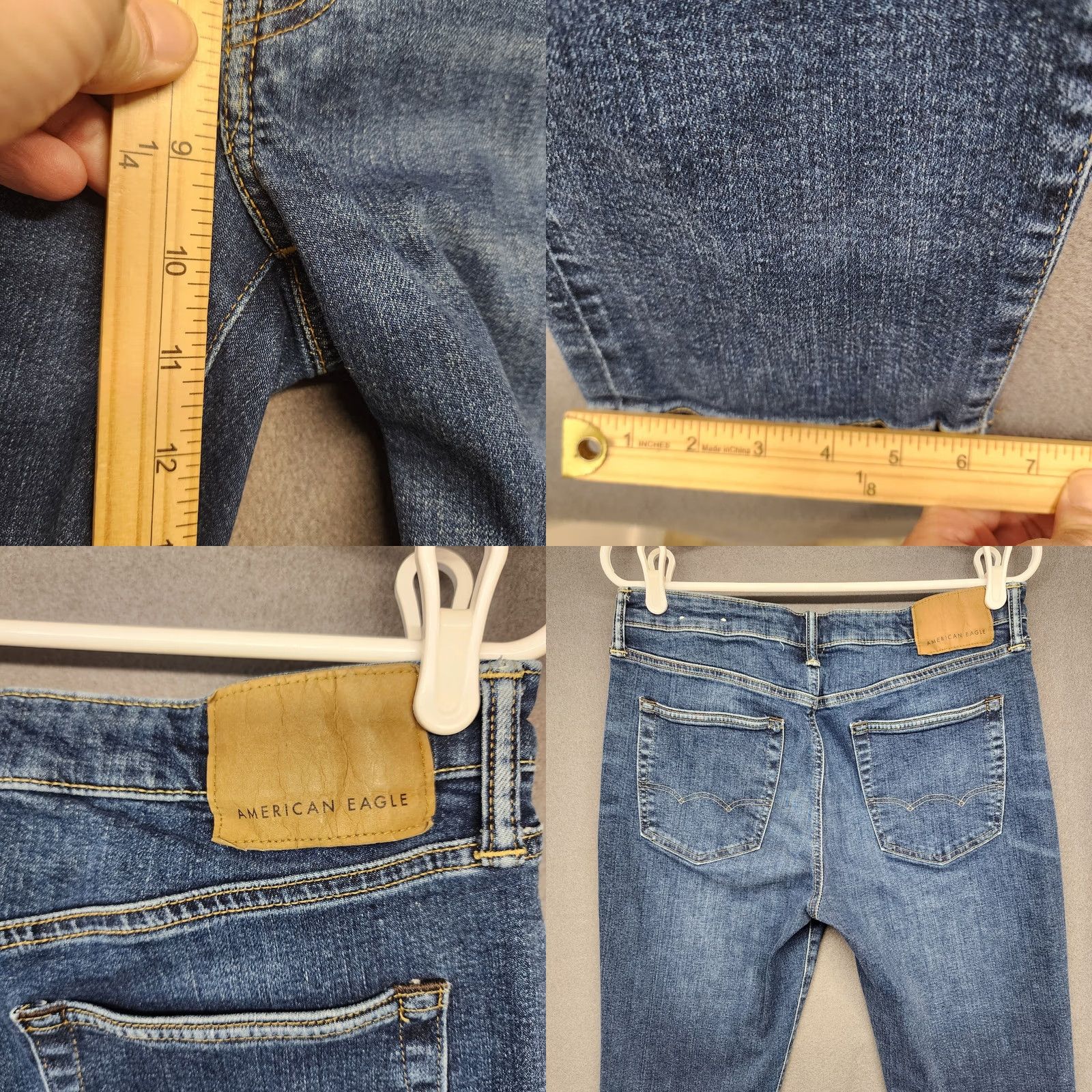 Vintage American Eagle Mens Jeans 31x30 Slim Airflex Blue Stretch Tagged 33x32 Size US 31 - 8 Thumbnail
