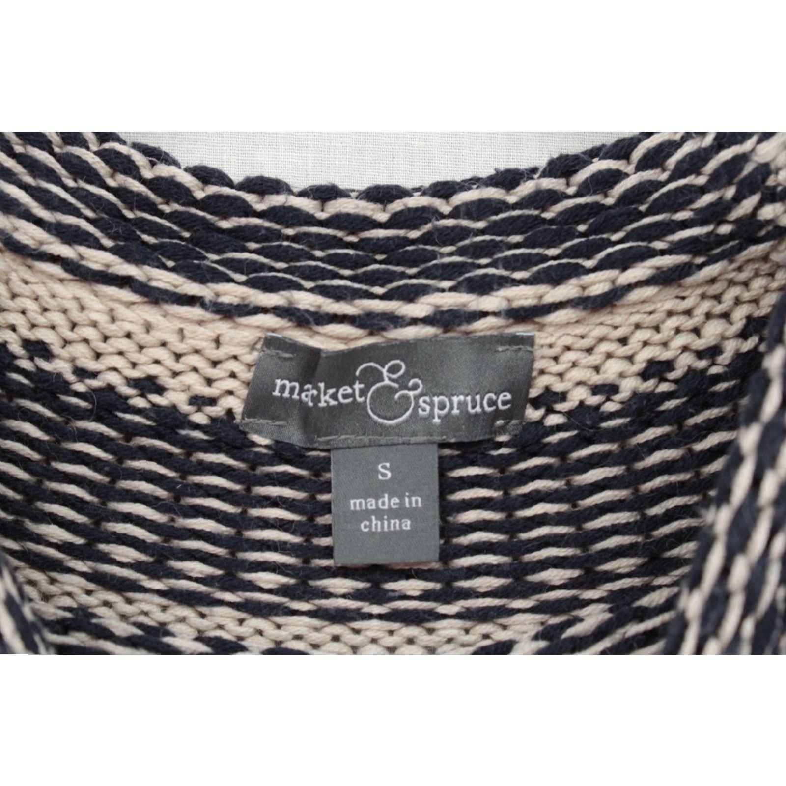 Market Market & Spruce Nordic Sweater Women's Small Beige Chunky Fair Isle Cable Knit Size S / US 4 / IT 40 - 5 Thumbnail