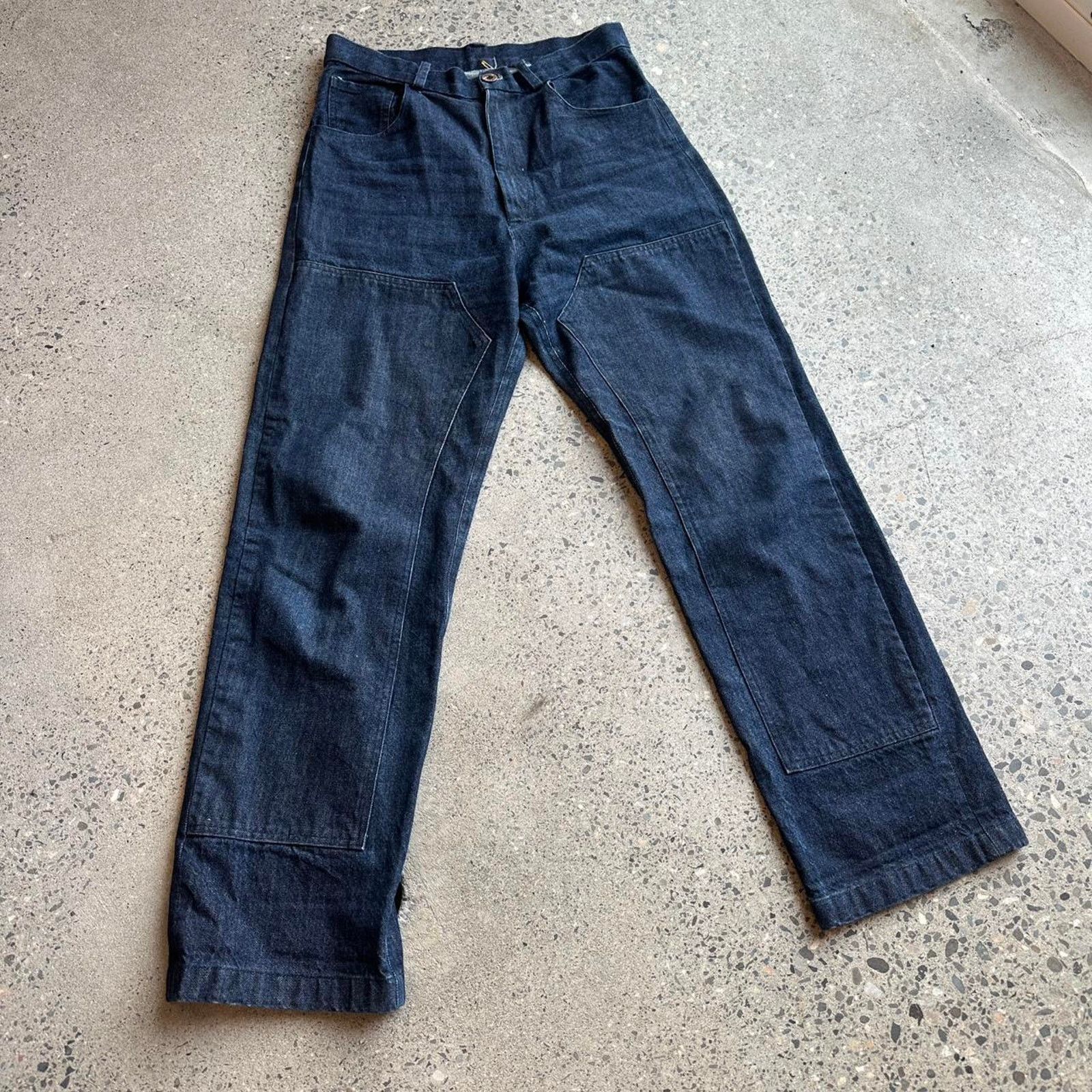Vintage Vintage 70s Dark Indigo Utility Panel Jeans waist 30” Size US 30 / EU 46 - 1 Thumbnail