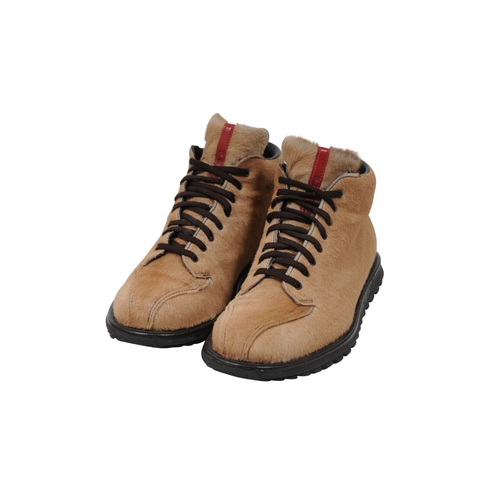 Prada Hiking Boots Brown Tan Ponyhair - 02069 Size US 7.5 / EU 40-41 - 3 Thumbnail