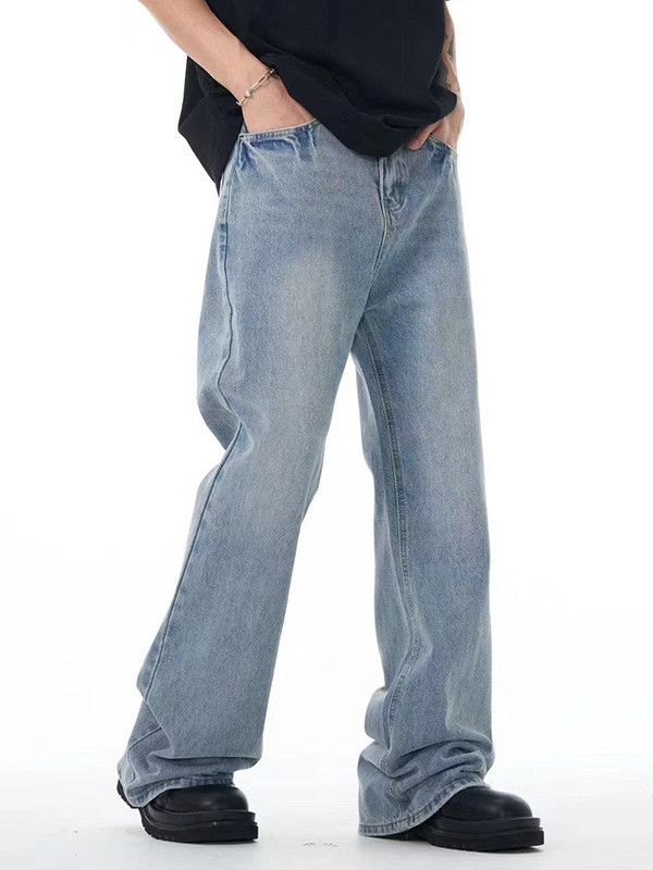Jean Men's washed distressed casual loose flared jeans Size US 32 / EU 48 - 3 Thumbnail