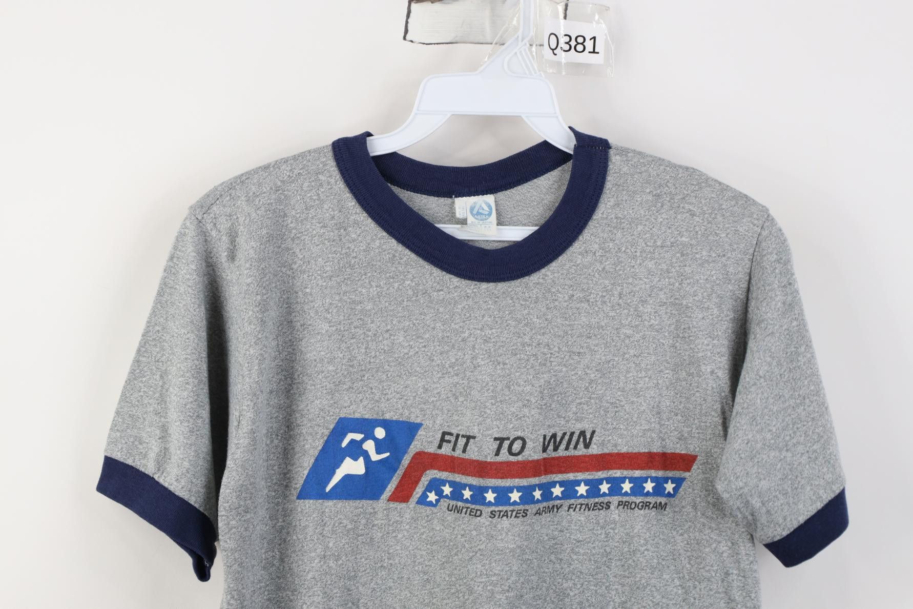 Vintage Vintage 80s Win United States Army Ringer T-Shirt Gray USA Size US M / EU 48-50 / 2 - 2 Thumbnail