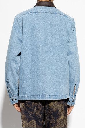Dries Van Noten o1s22i1n1124 Denim Leather Shirt in Blue & Brown Size US L / EU 52-54 / 3 - 4 Thumbnail