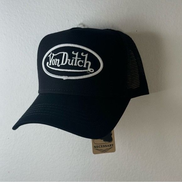 Designer × Von Dutch NWT VON DUTCH CLASSIC TRUCKER 51 BLACK WHITE PATCH HAT Size ONE SIZE - 4 Thumbnail