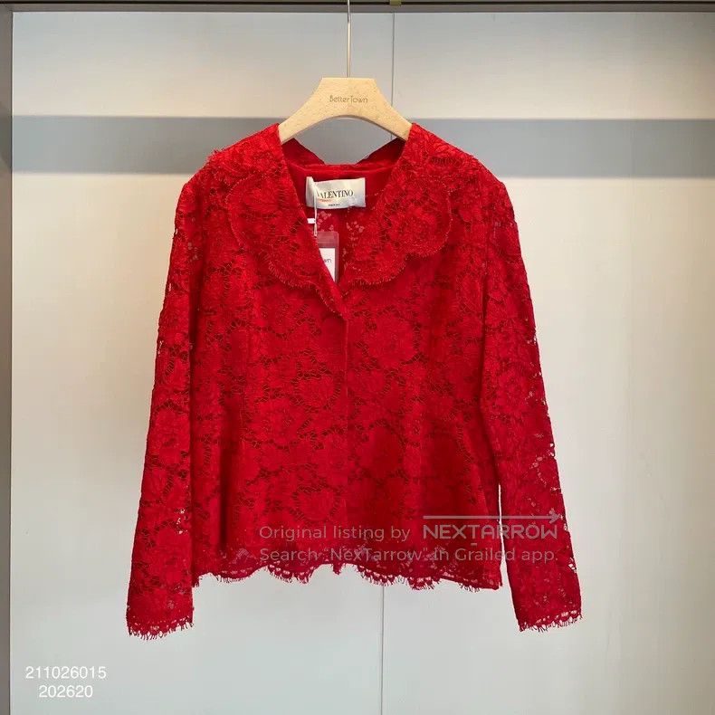 Valentino Valentino Red lace cotton coat Size M / US 6-8 / IT 42-44 - 1 Thumbnail