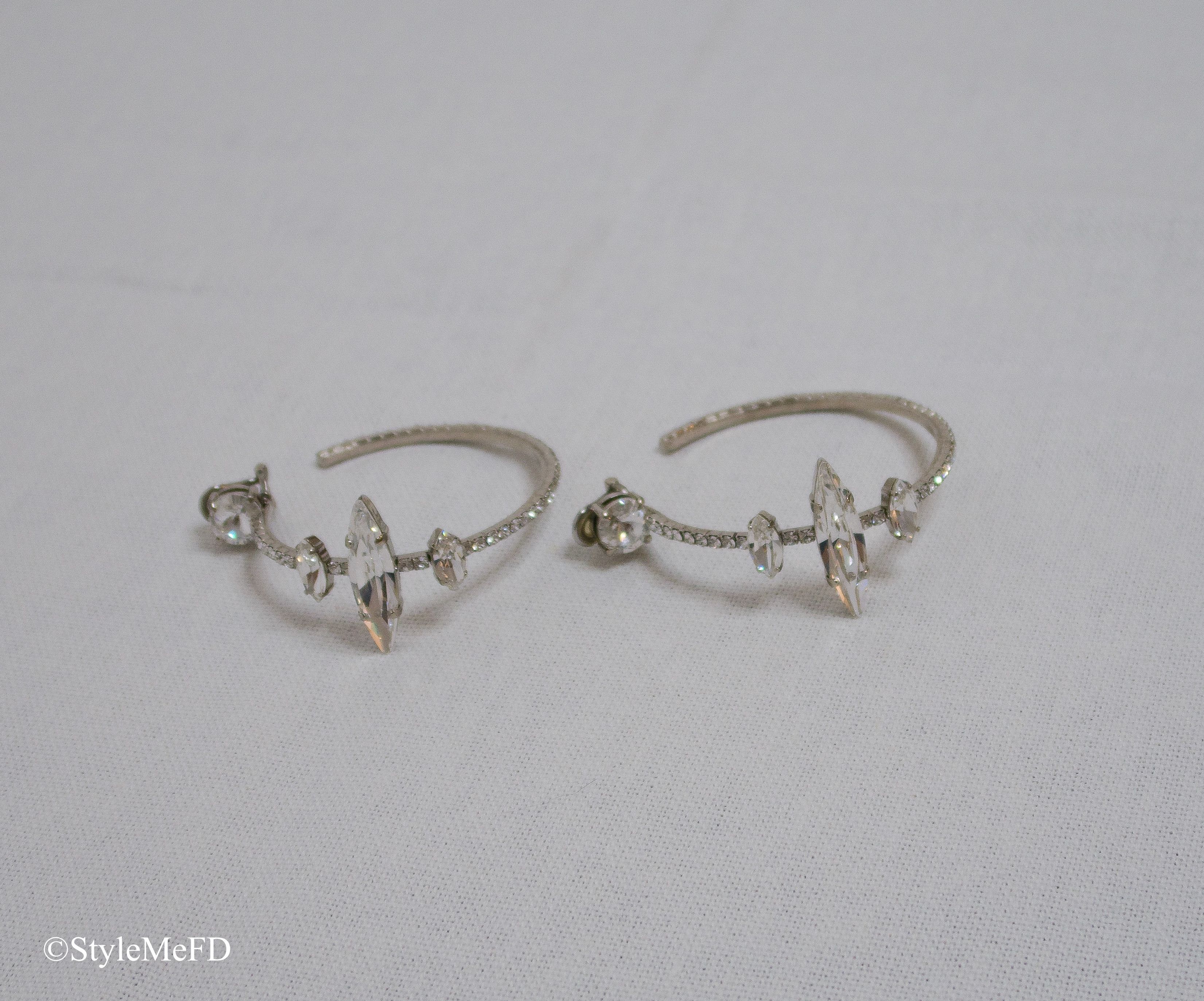 image of Miu Miu - Silver Crystal Hoop Clip-On Earrings, Women's