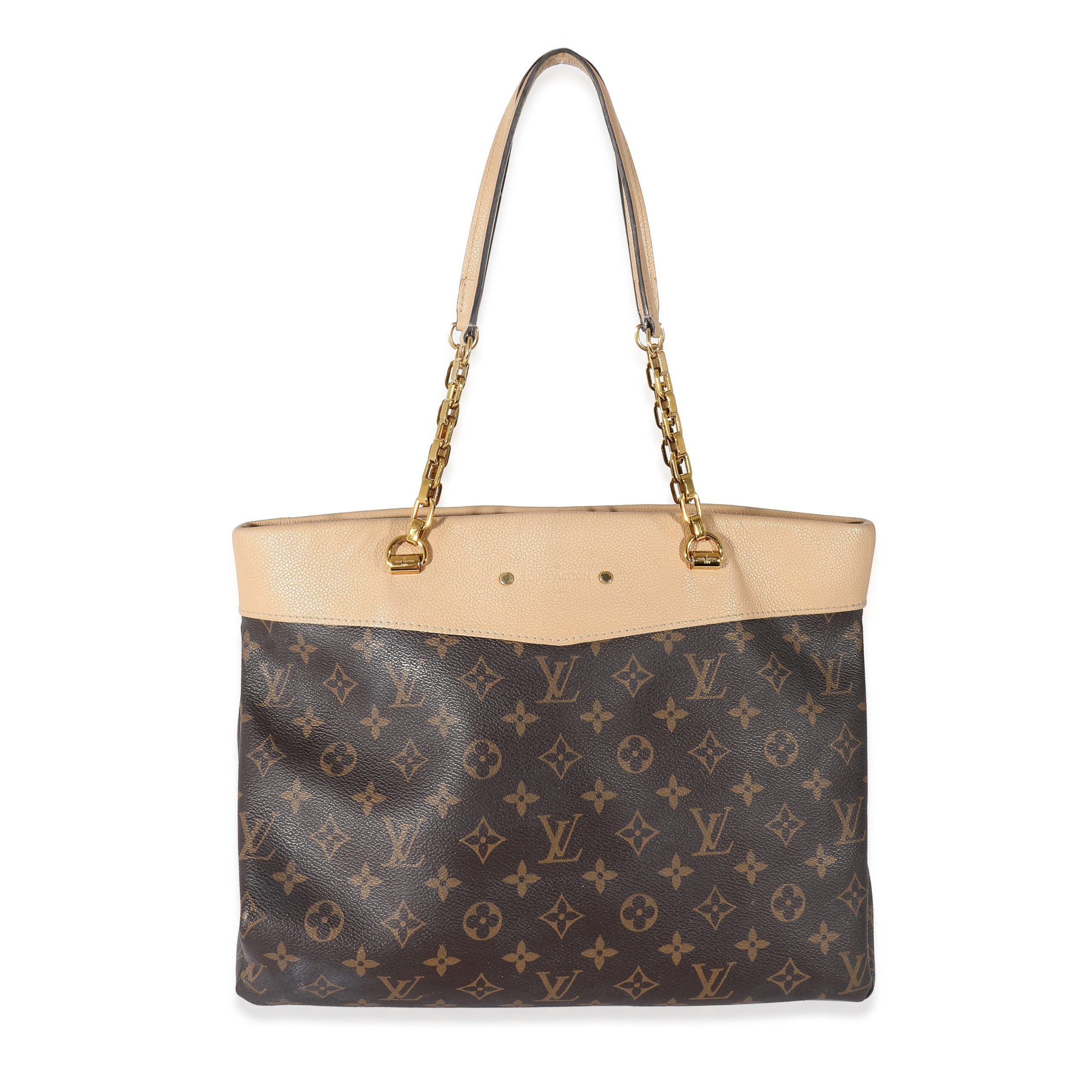 image of Louis Vuitton Dune Monogram Canvas Pallas Shopper in Beige, Women's