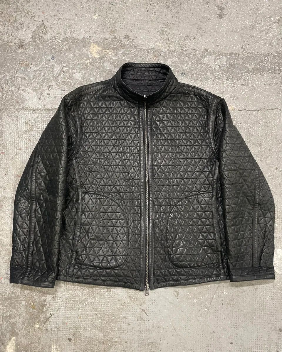 00s ARMANI Fading Black Leather Jacket