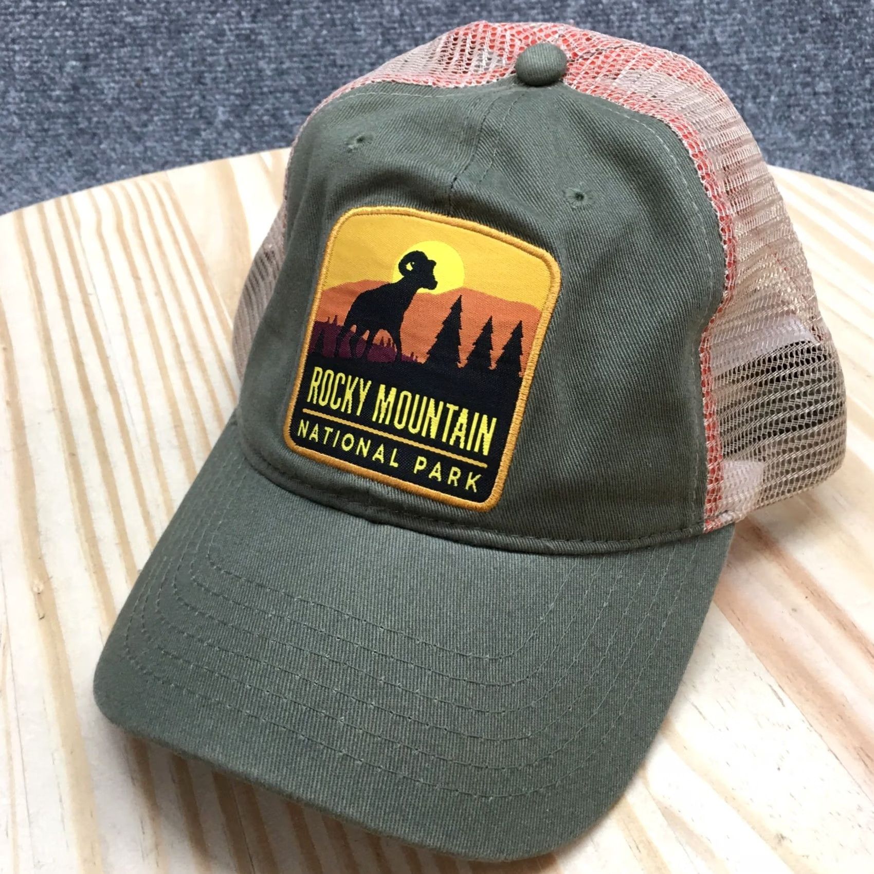 Vintage H3 Headwear Trucker Hat Mens Green OS Adjustable Rocky Mountain National Park Size US M / EU 48-50 / 2 - 2 Thumbnail