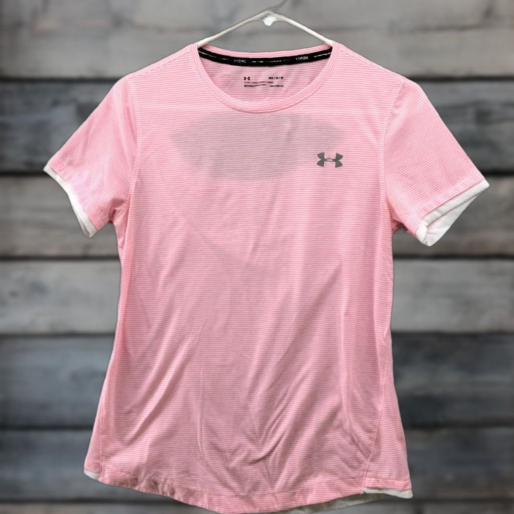Under Armour VINTAGE? (no) Under Armour Active T Shirt Womens M Pink Short Sleeve Fitted Heatgear Running Size M / US 6-8 / IT 42-44 - 1 Thumbnail