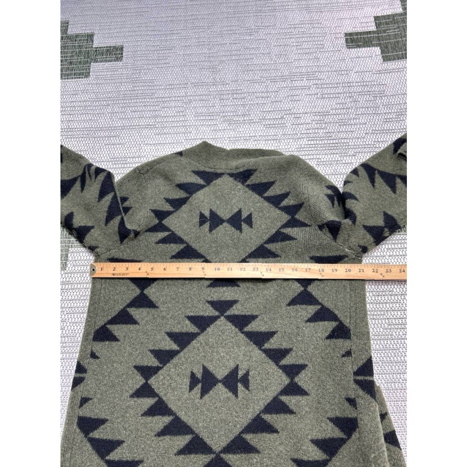 Frye Frye Cardigan Sweater Womens M Green Black White Knit Open Front Casual Geometric Vintage: No Size M / US 6-8 / IT 42-44 - 5 Thumbnail
