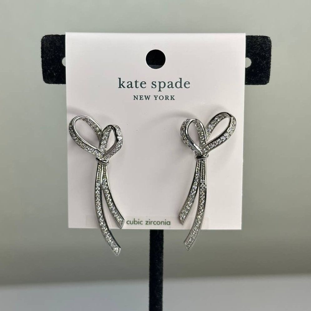 Kate Spade Kate Spade All Tied Up Paved Silver Earrings Size ONE SIZE - 5 Thumbnail