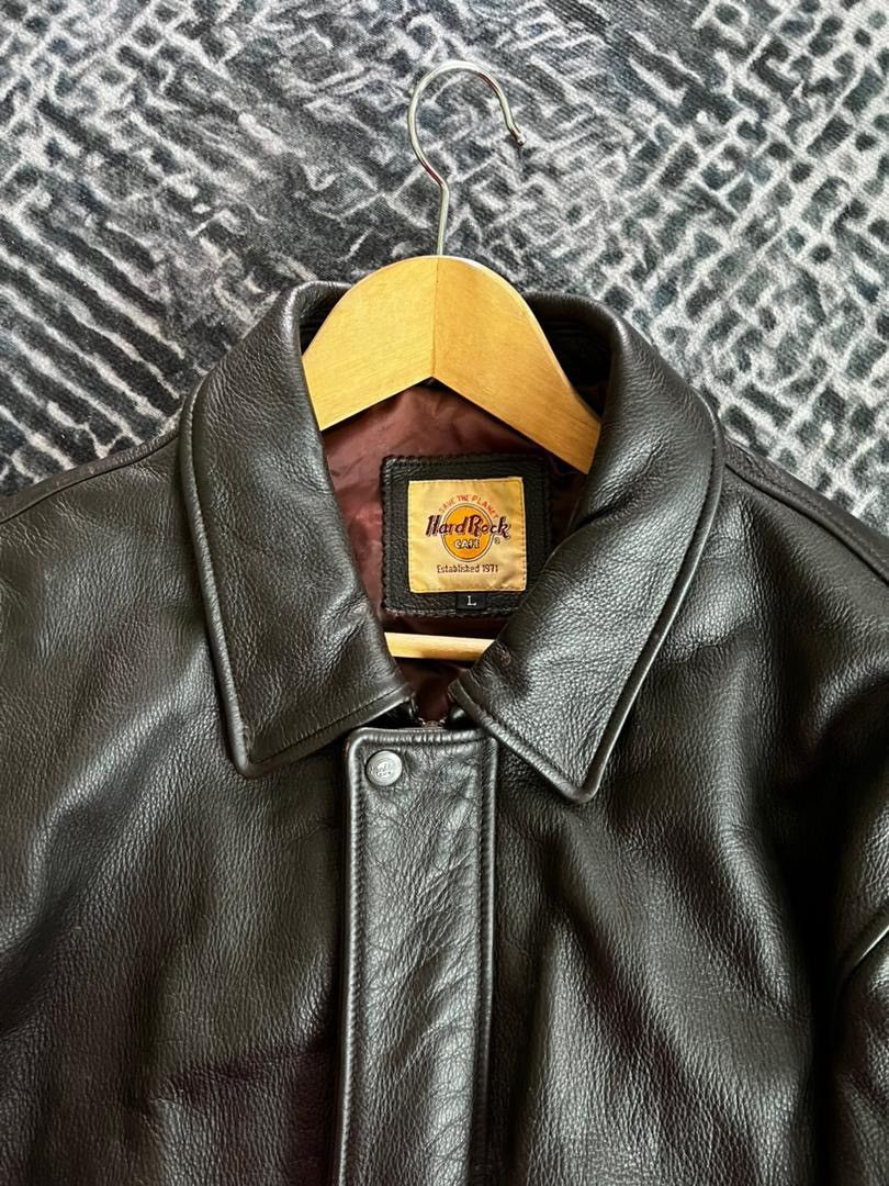 Hard Rock Cafe Vintage 90s Hard Rock Cafe London Leather Jacket Size US L / EU 52-54 / 3 - 4 Thumbnail