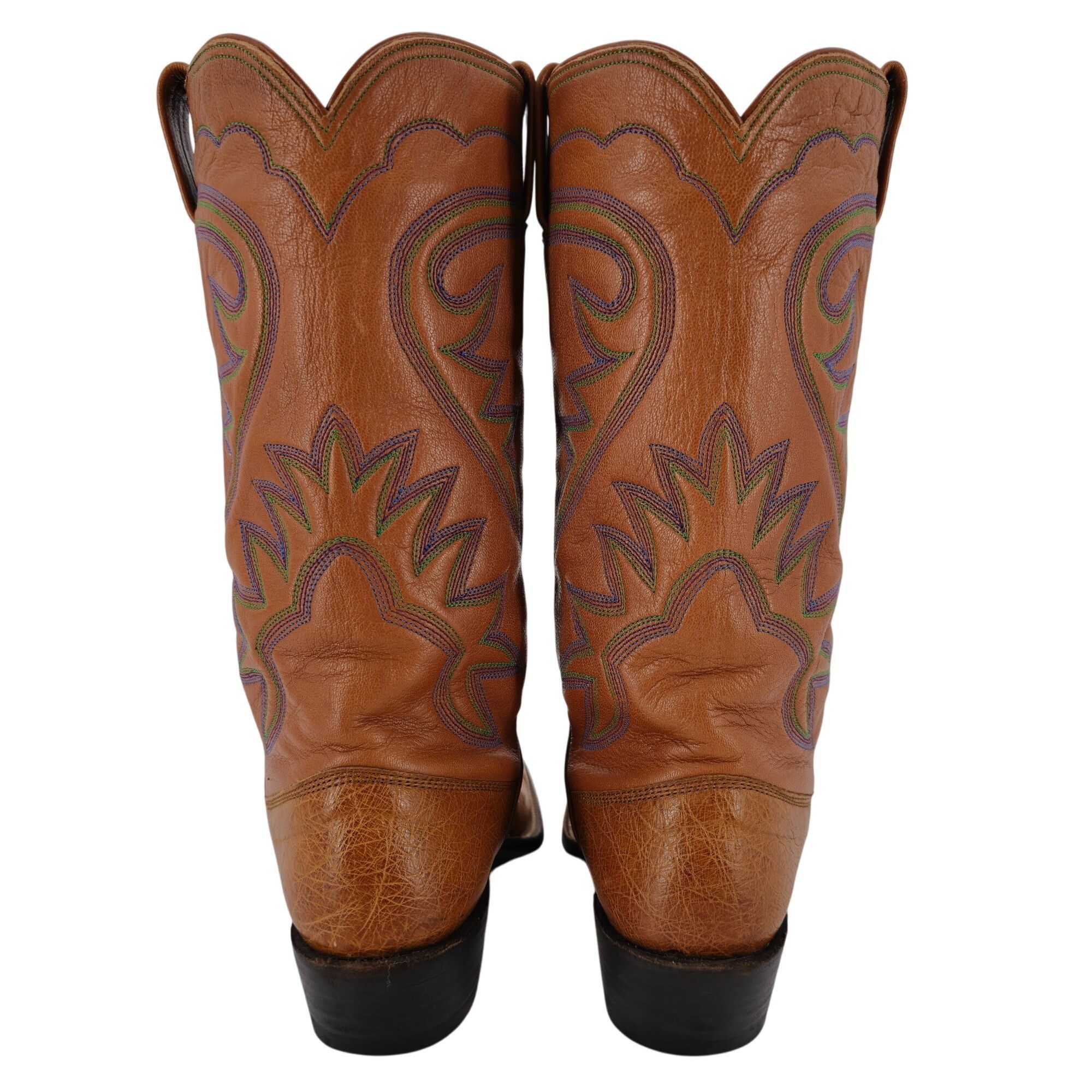 Other M.L. Leddys Ostrich Exotic Cowgirl Boots Womens 5B Brown Pur Size US 5 / IT 35 - 6 Thumbnail